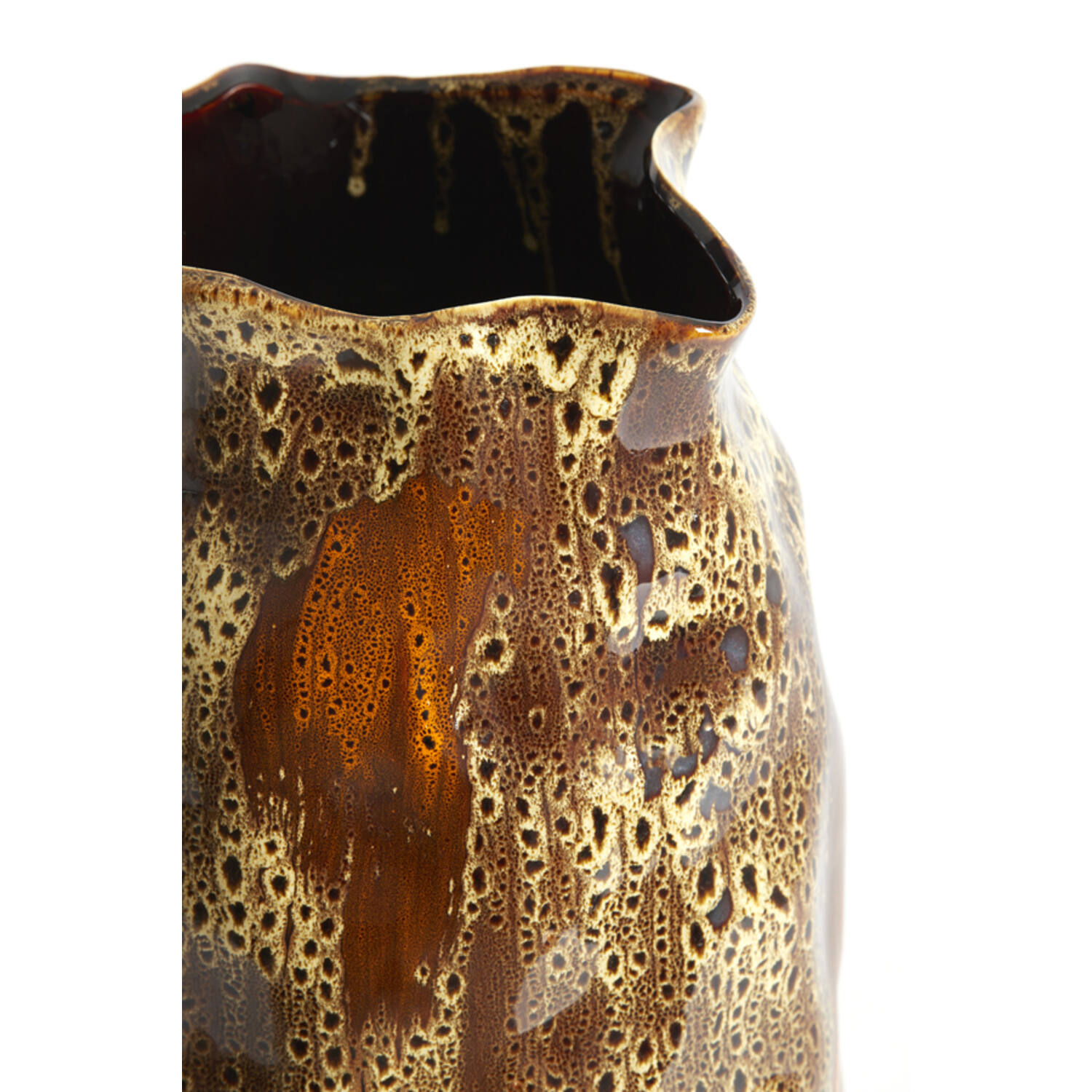 Vase deco Ø25,5x45,5 cm ALTHEA ceramics d brown+cream+orange