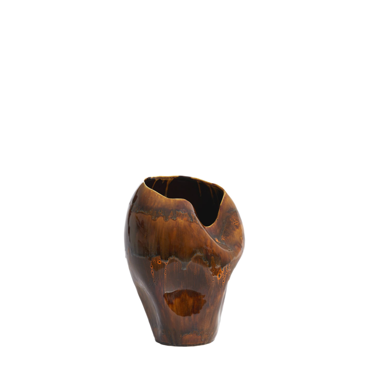 Vaas deco Ø26x35 cm AZURA keramiek donker bruin