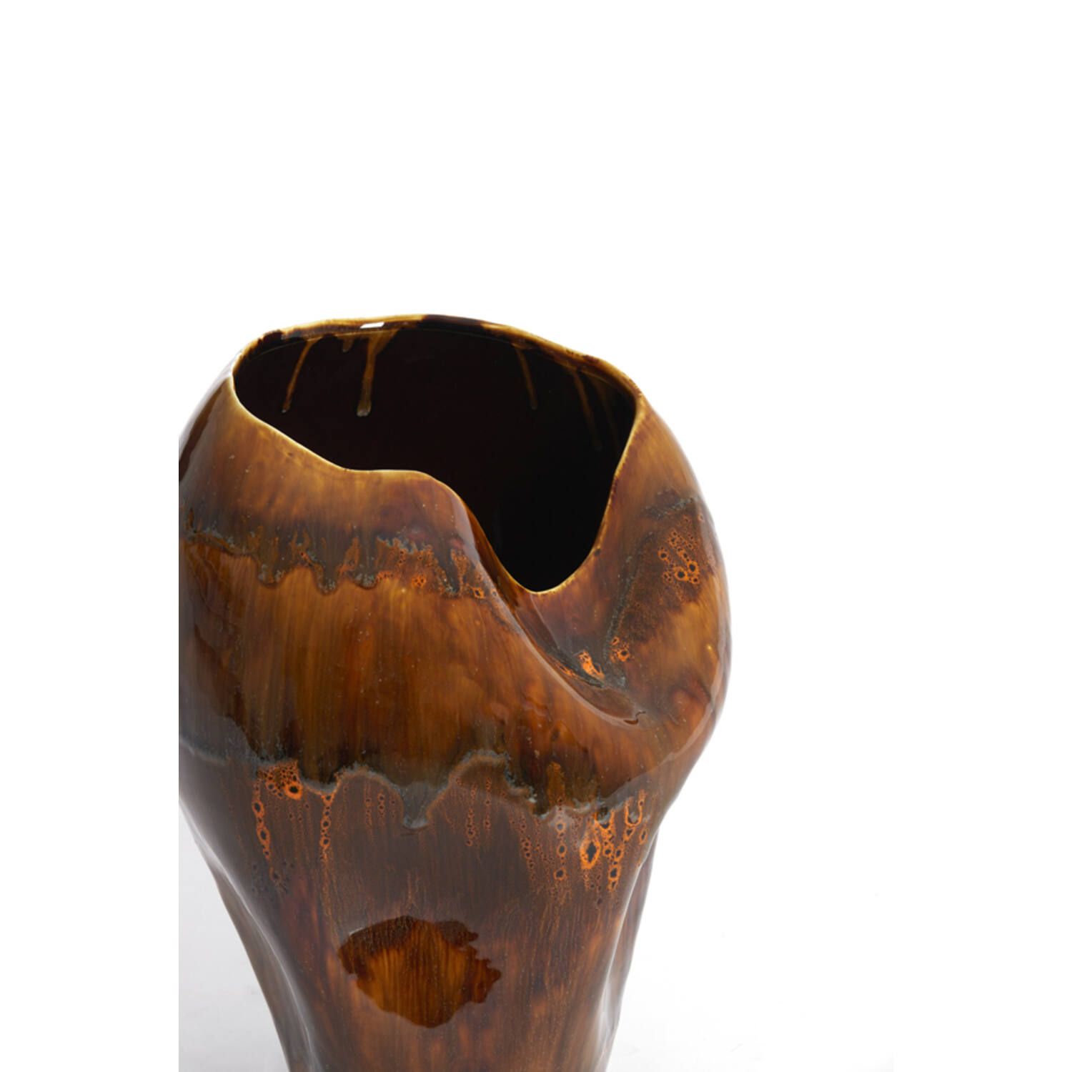 Vaas deco Ø26x35 cm AZURA keramiek donker bruin