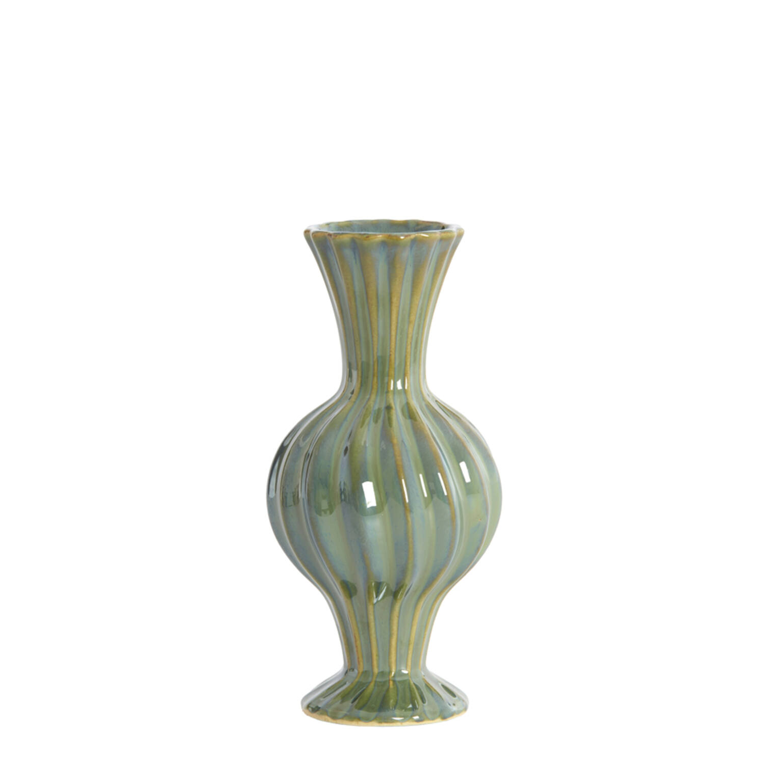 Vaas Ø8,5x17 cm SAVI keramiek donker groen