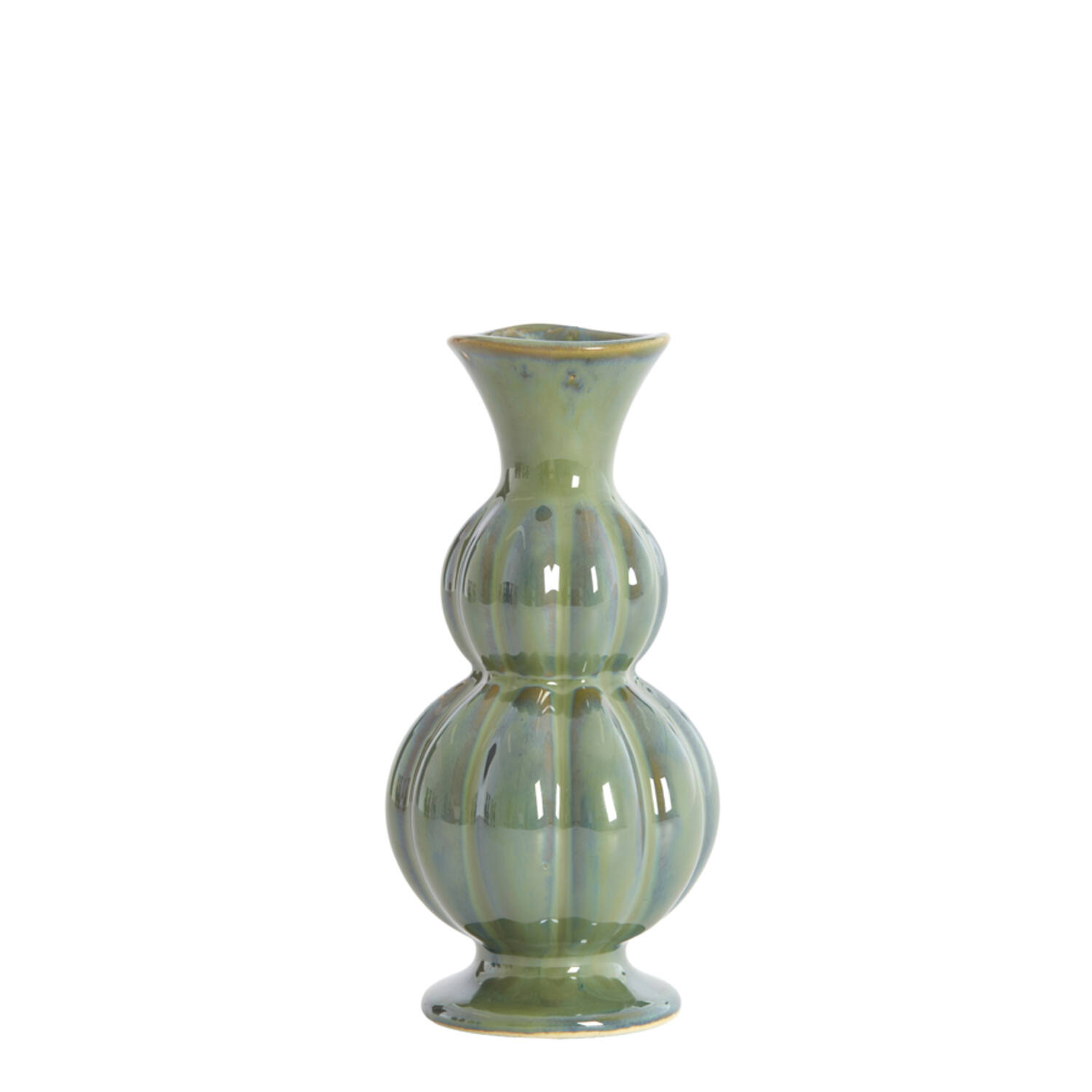 Vaas Ø8x17 cm NAIDA keramiek donker groen