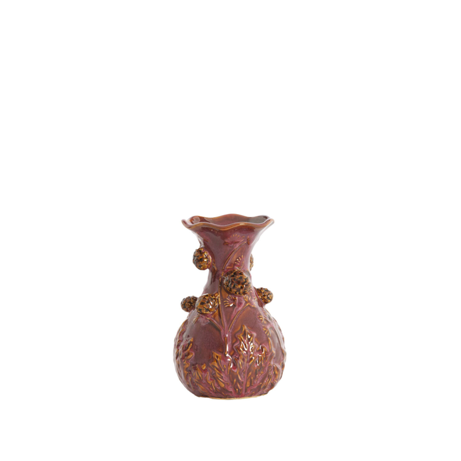 Vaas Ø12x20 cm BLISSA keramiek bordeaux+bruin