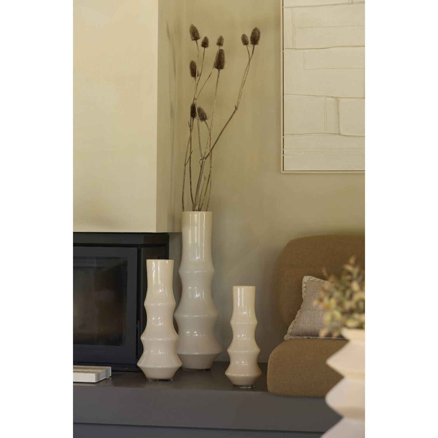 Vaas Ø15x40 cm FIORENZA glas crème