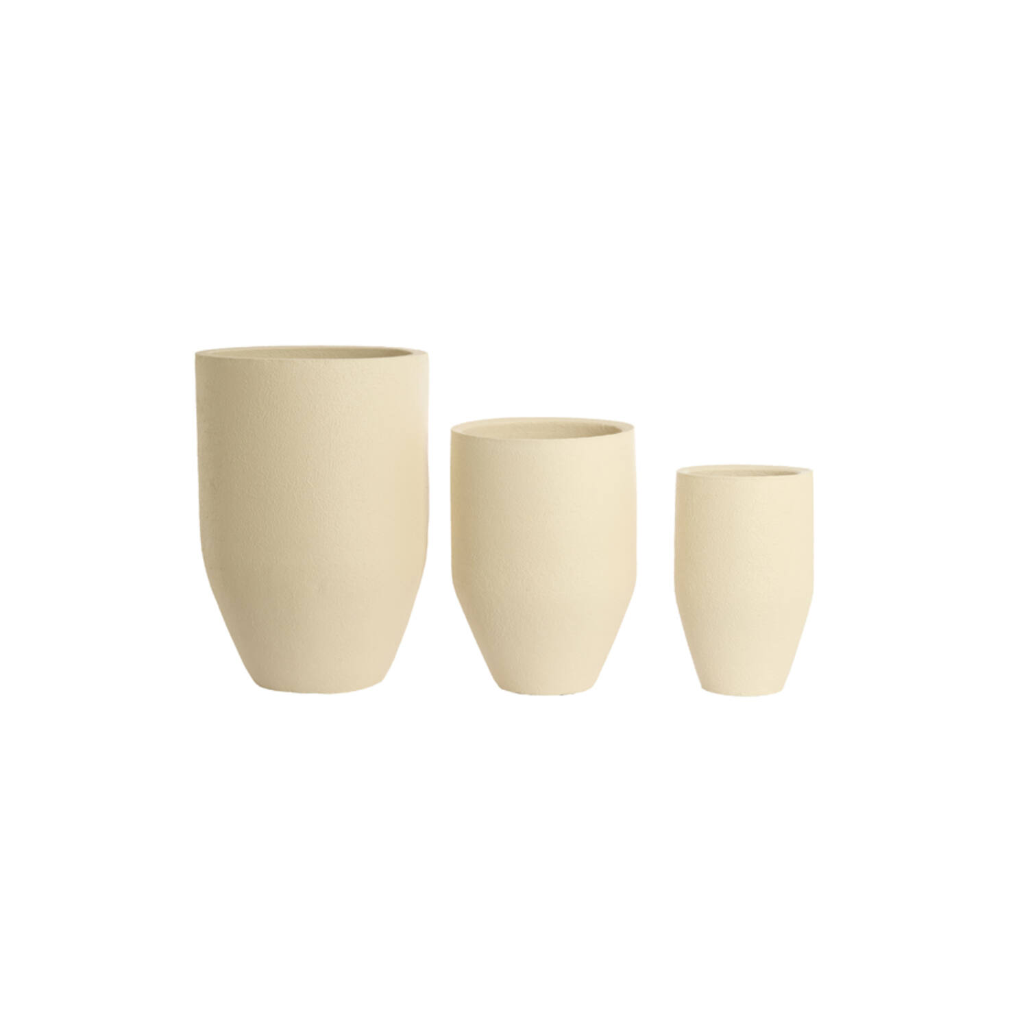 Pot deco S/3 Ø30x46+Ø40x55+Ø52x71 cm SIROLO cream