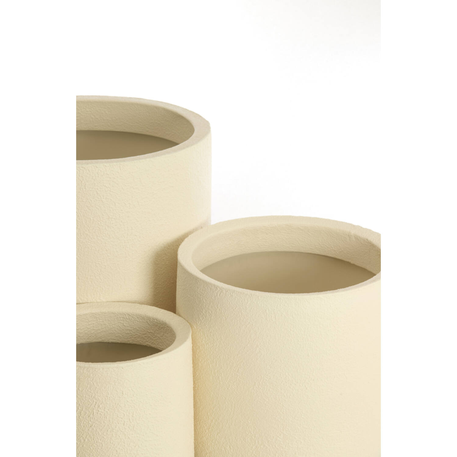 Pot deco S/3 Ø30x46+Ø40x55+Ø52x71 cm SIROLO cream
