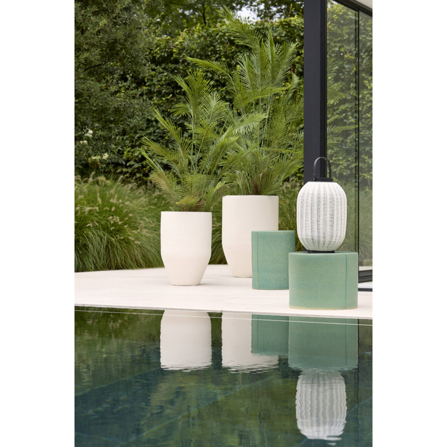 Pot deco S/3 Ø30x46+Ø40x55+Ø52x71 cm SIROLO cream
