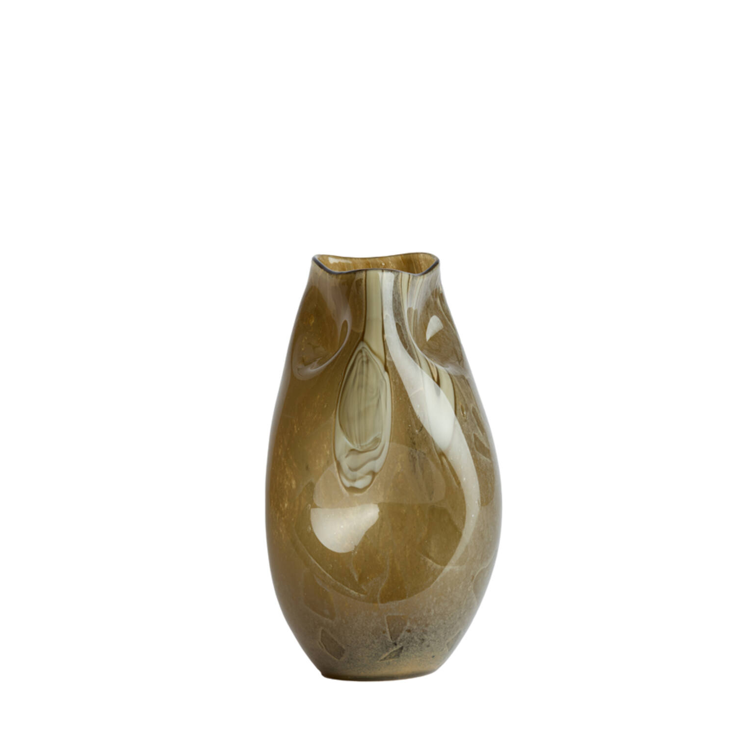 Vase Ø18x32 cm JORIEN glass taupe+olive green