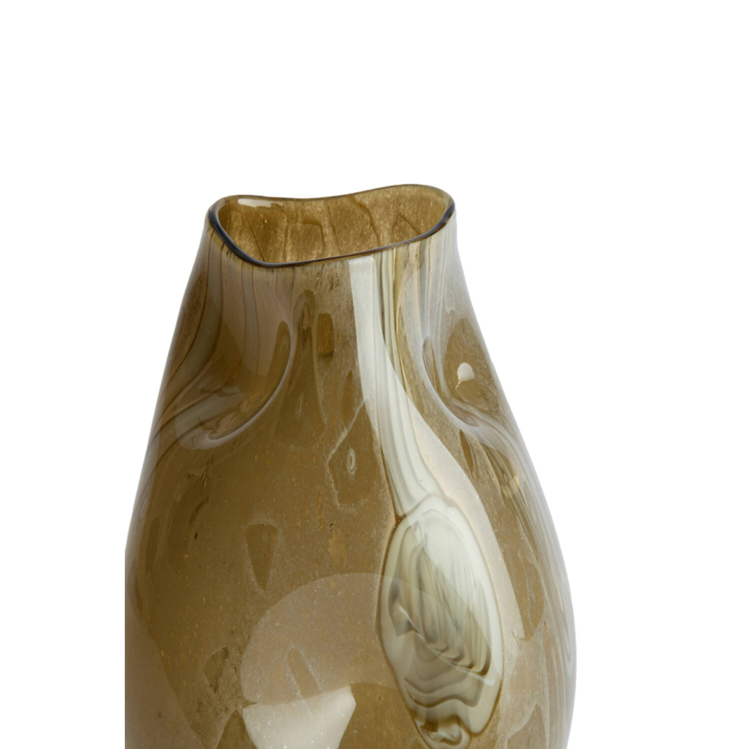 Vase Ø18x32 cm JORIEN glass taupe+olive green