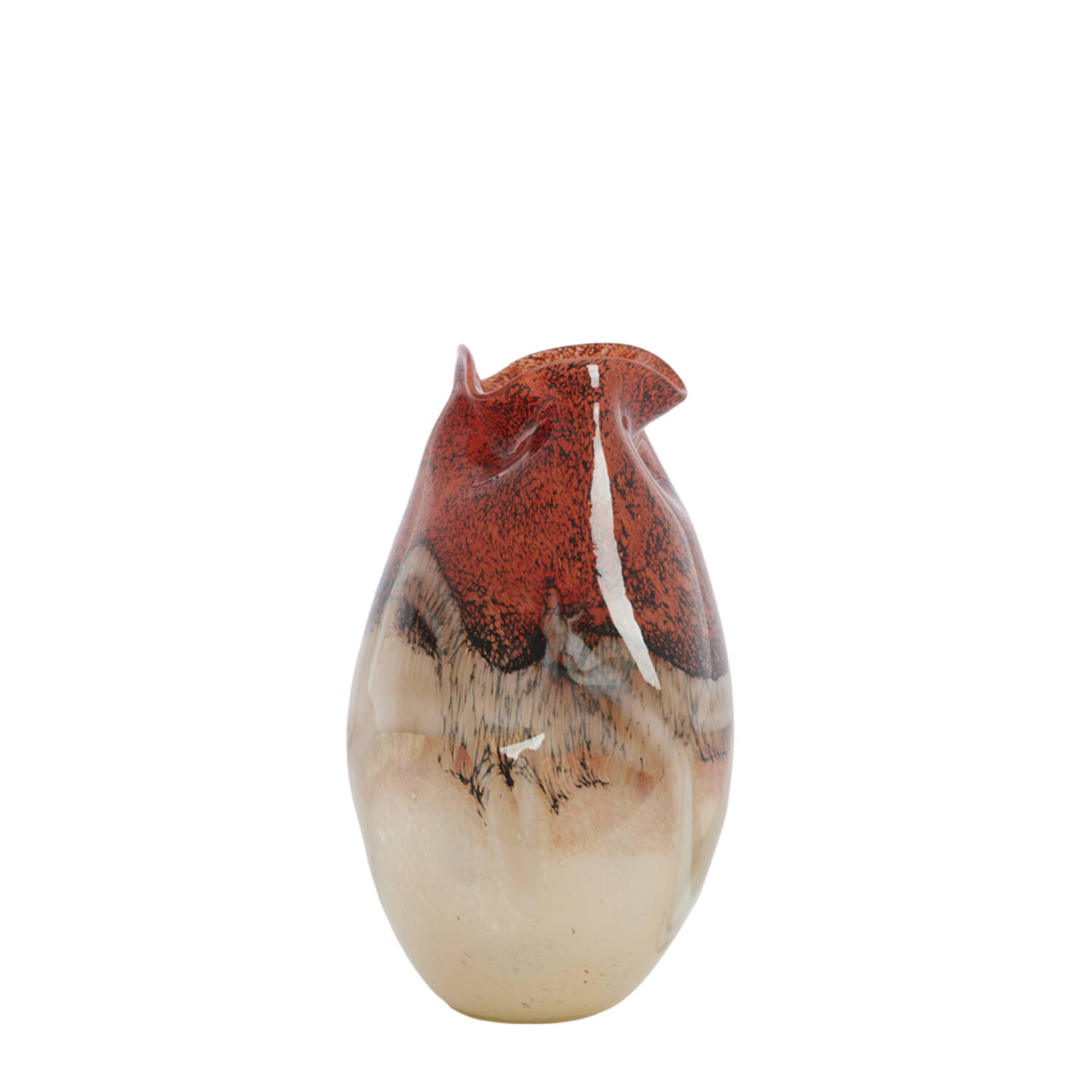 Vase Ø18x32 cm JORIEN glass red+taupe