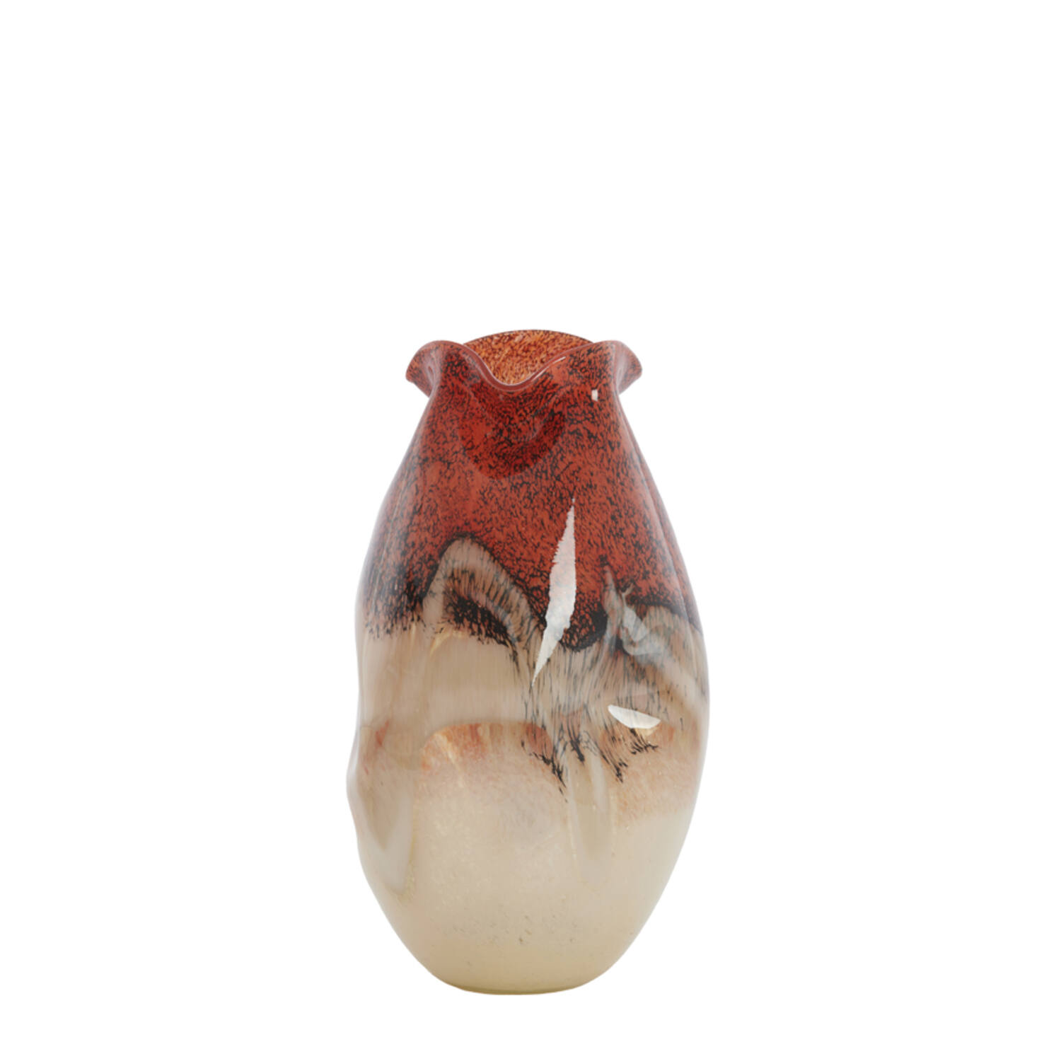Vase Ø18x32 cm JORIEN glass red+taupe
