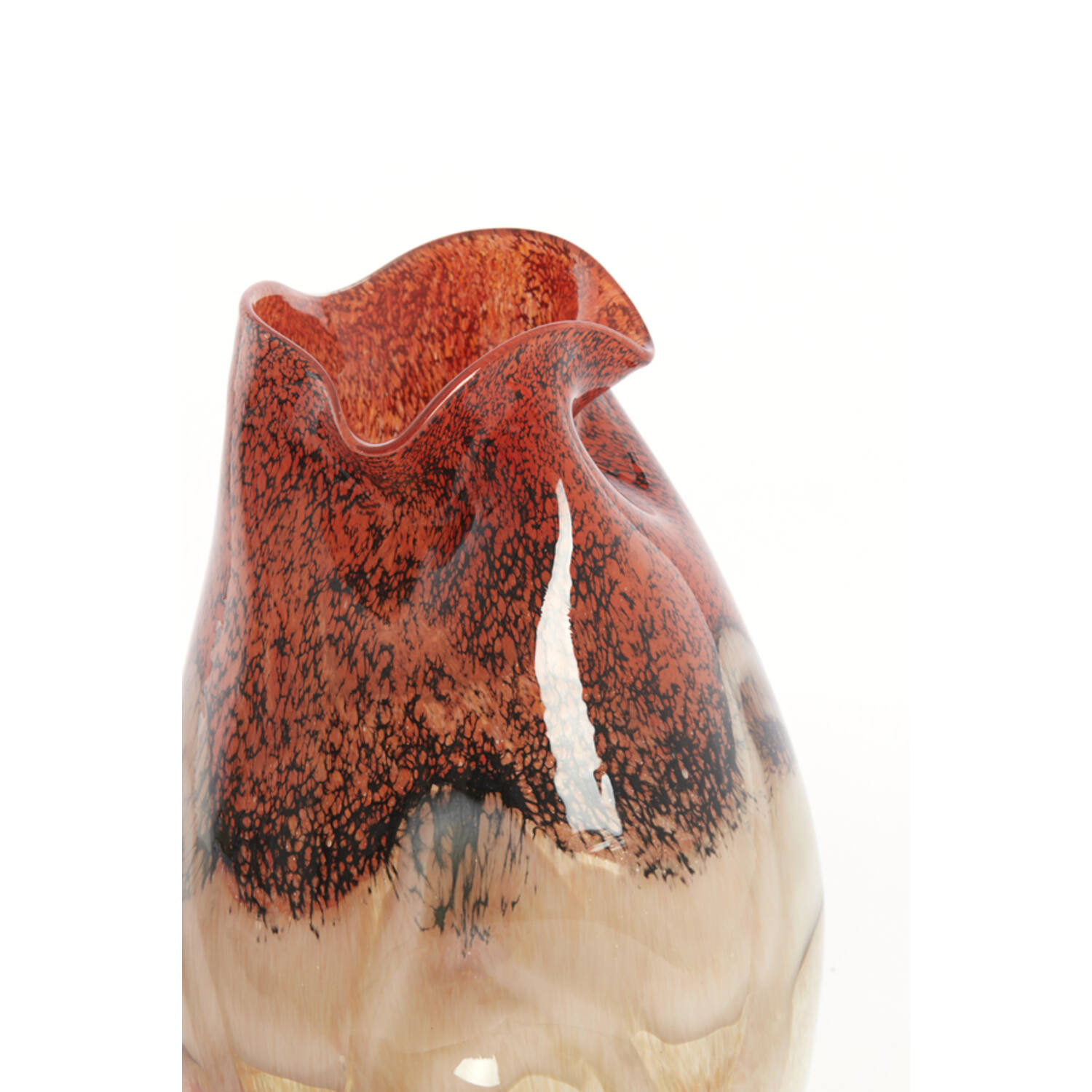 Vase Ø18x32 cm JORIEN glass red+taupe