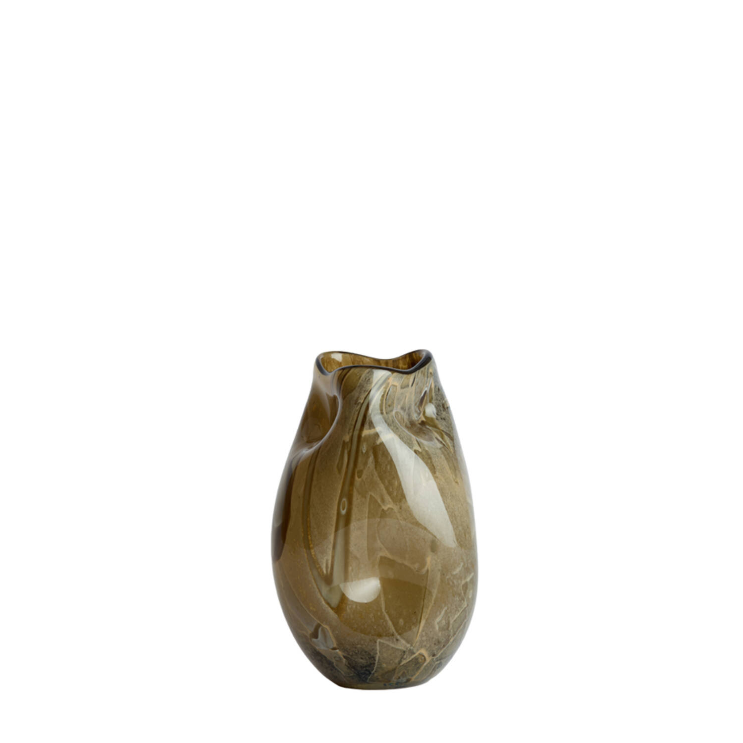 Vase Ø14,5x25 cm JORIEN glass taupe+olive green