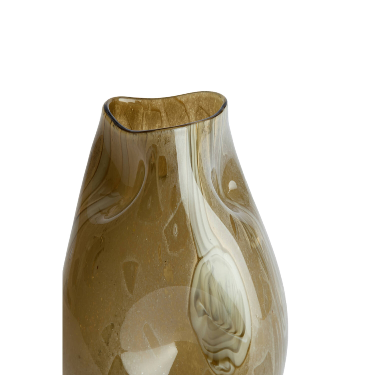 Vase Ø14,5x25 cm JORIEN glass taupe+olive green