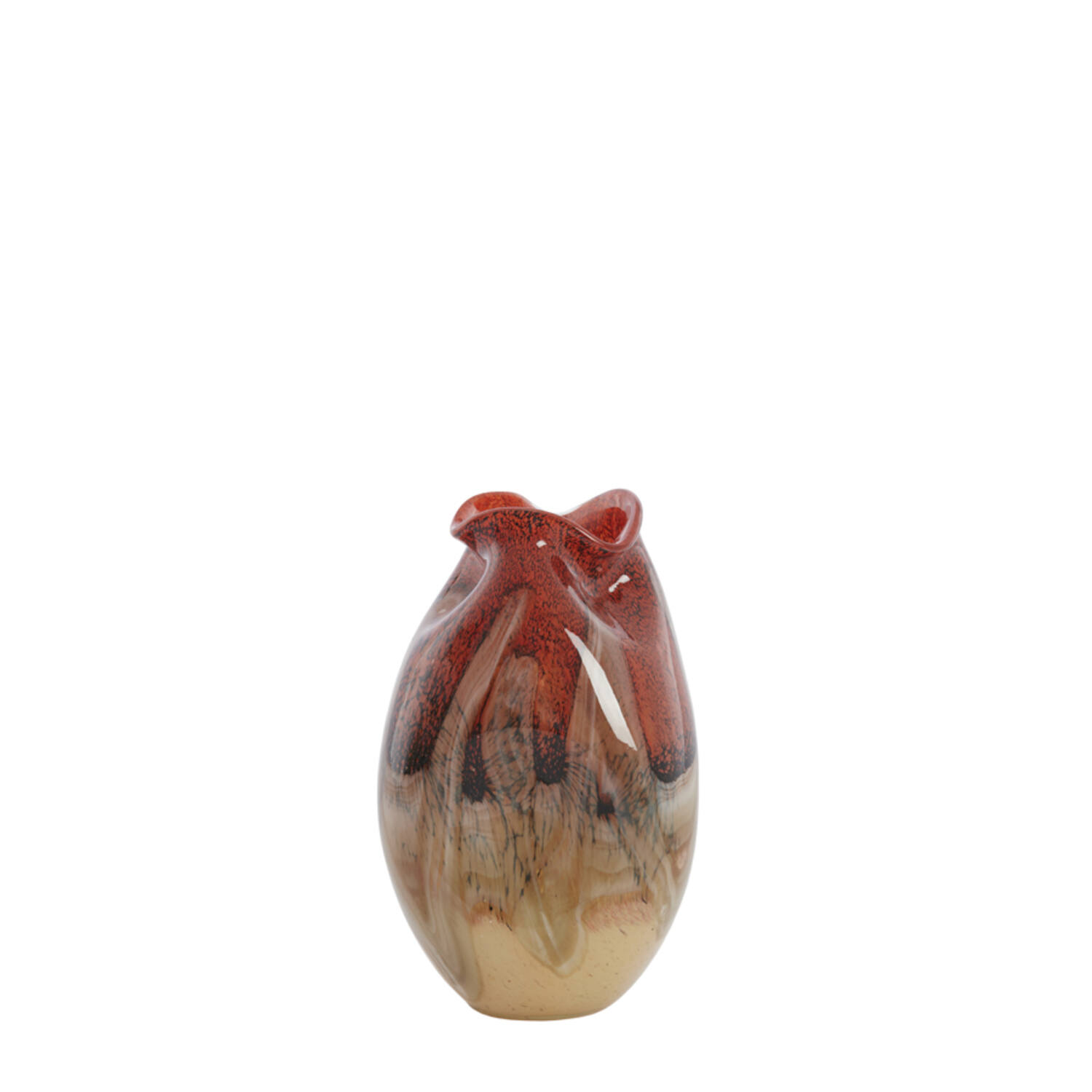 Vase Ø14,5x25 cm JORIEN glass red+taupe