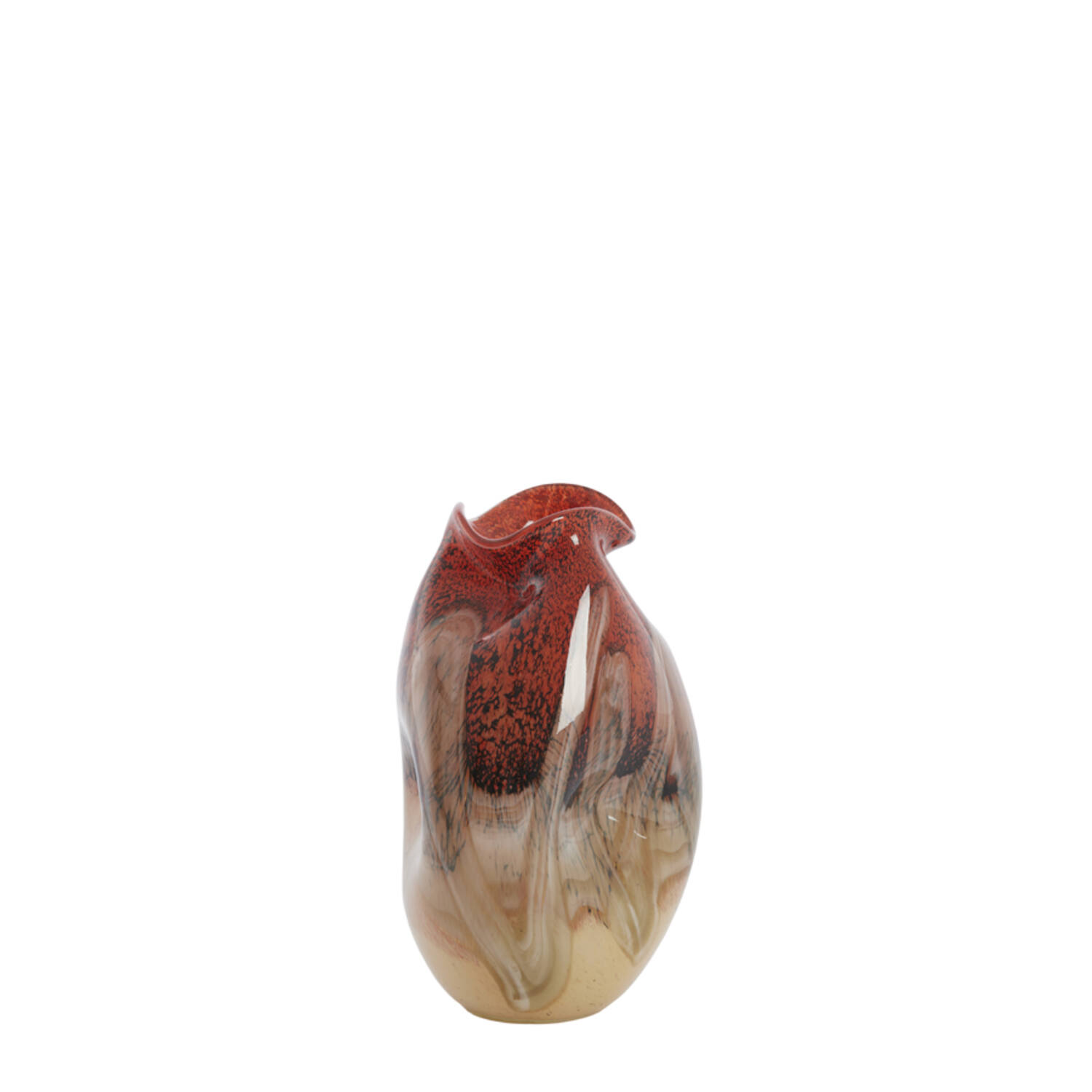 Vase Ø14,5x25 cm JORIEN glass red+taupe