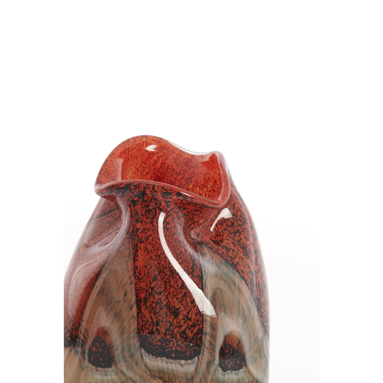 Vase Ø14,5x25 cm JORIEN glass red+taupe