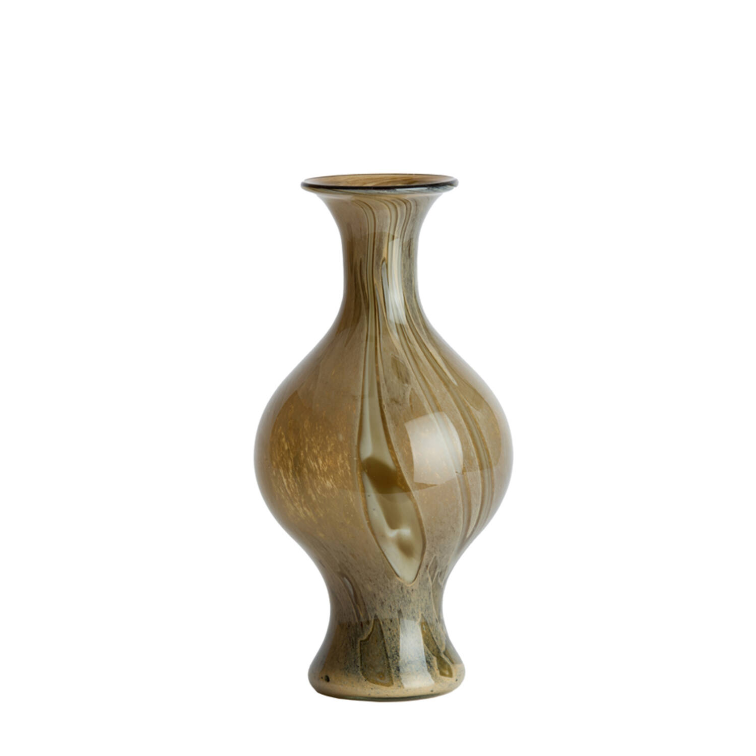 Vase Ø19x40 cm JORVEN glass taupe+olive green
