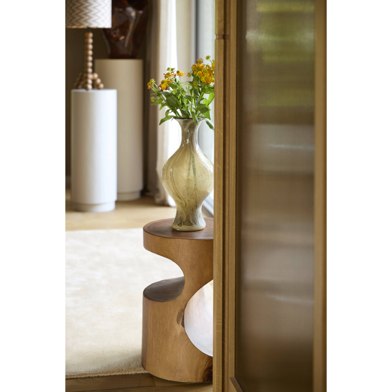 Vase Ø19x40 cm JORVEN glass taupe+olive green