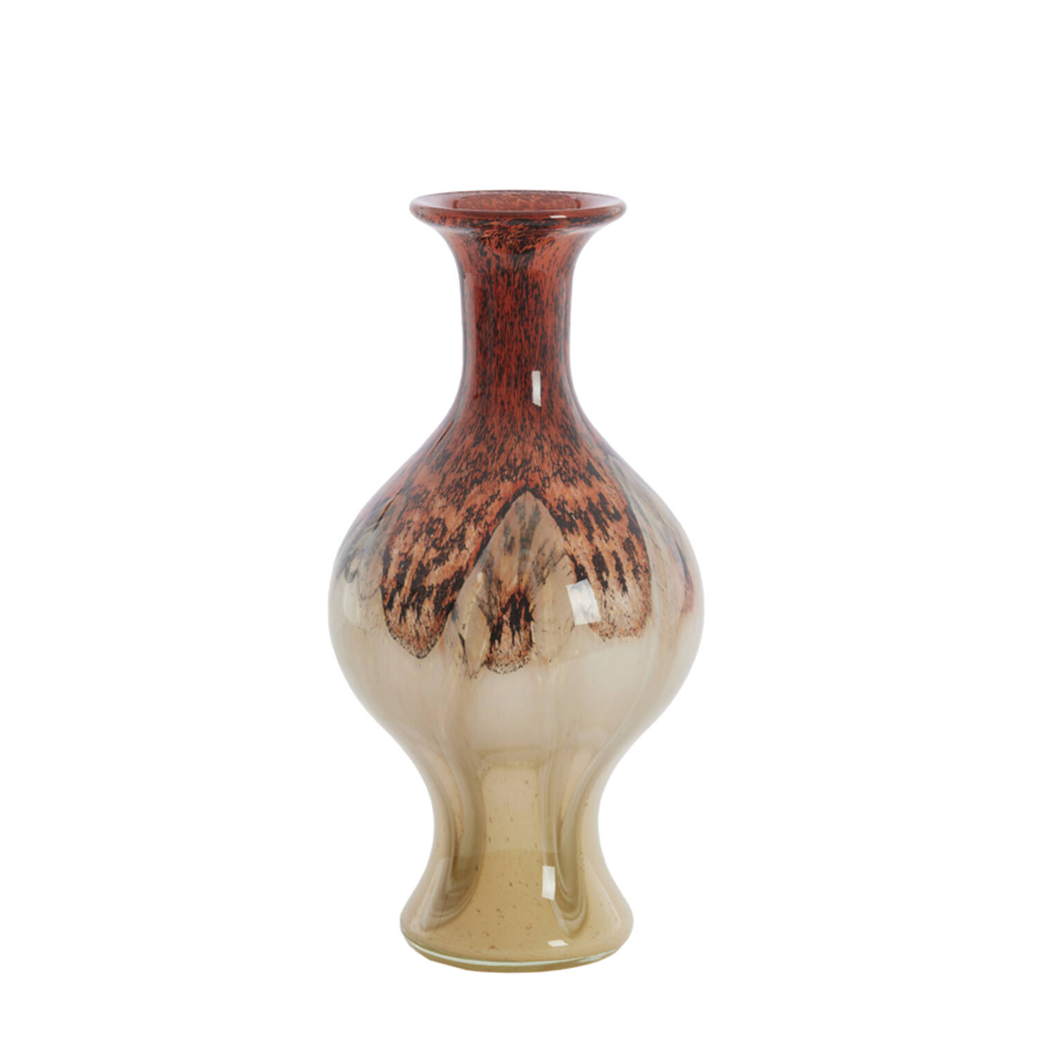 Vase Ø19x40 cm JORVEN glass red+taupe