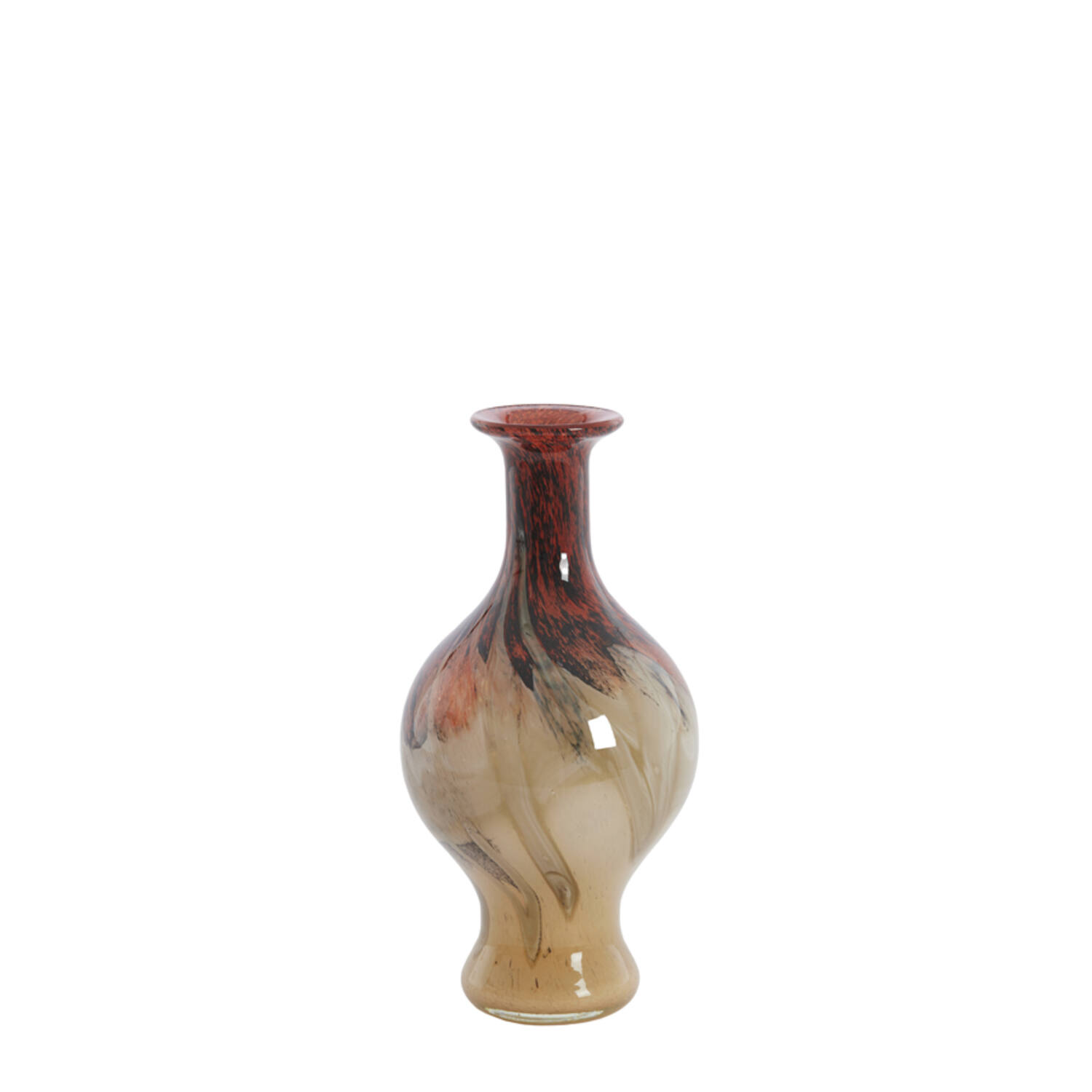 Vase Ø14,5x29,5 cm JORVEN glass red+taupe