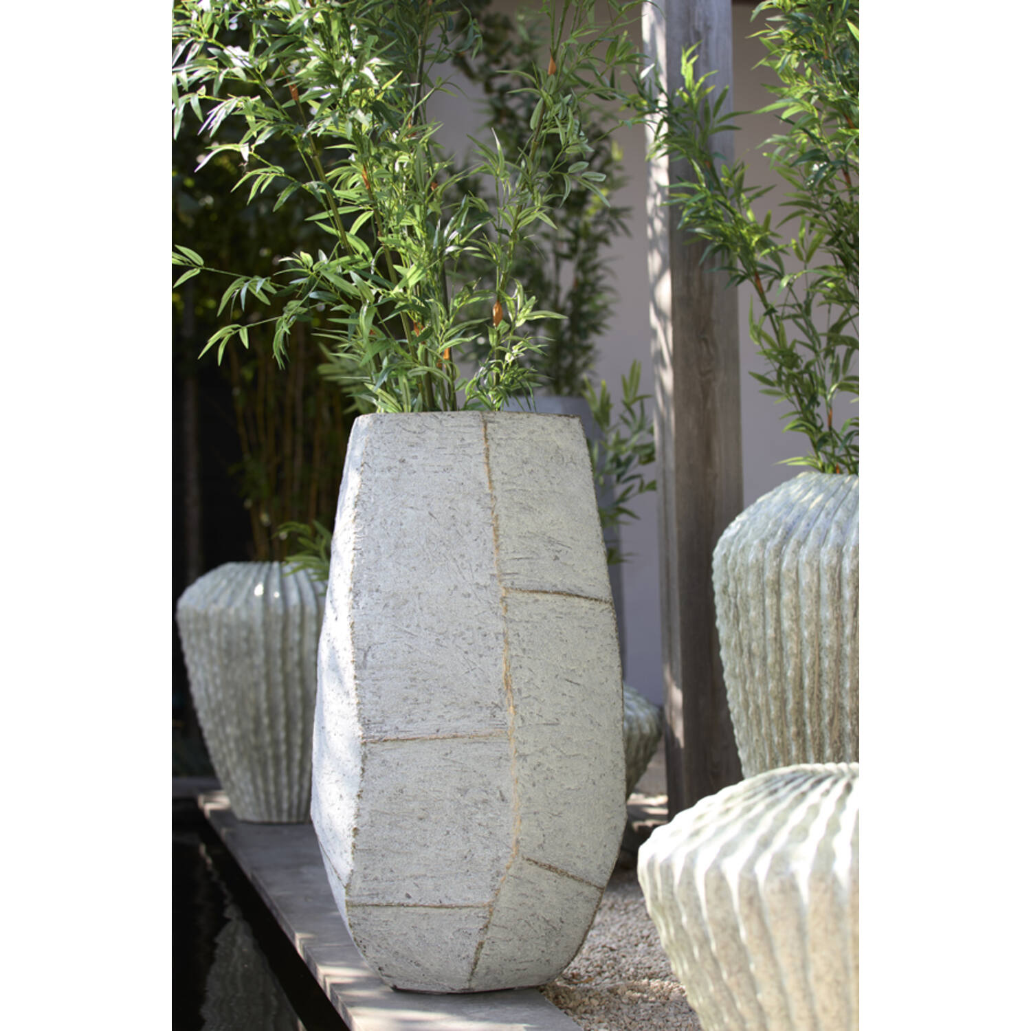 Pot deco 50x47x88 cm AGELO blue grey