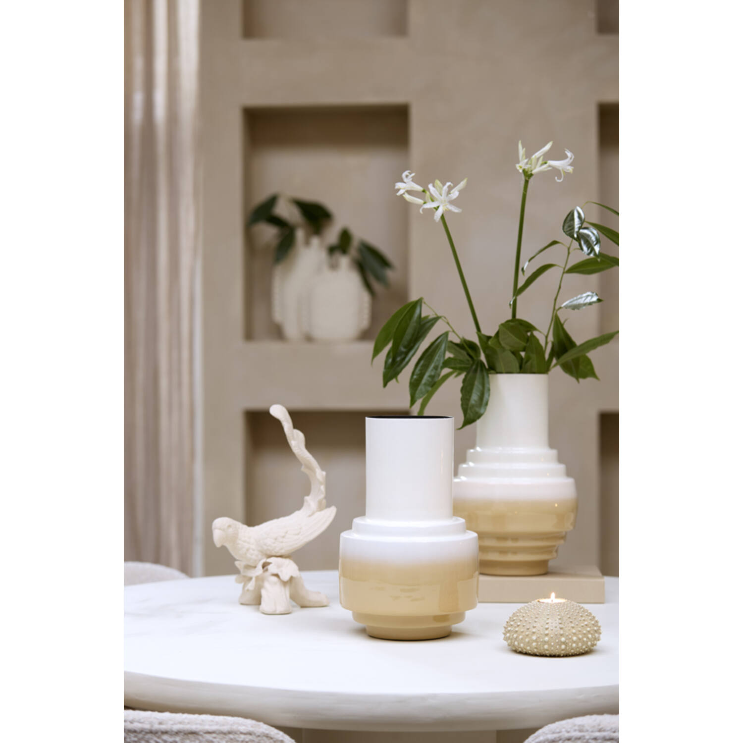 Vase deco Ø22x33,5 cm CARIMA cream+beige