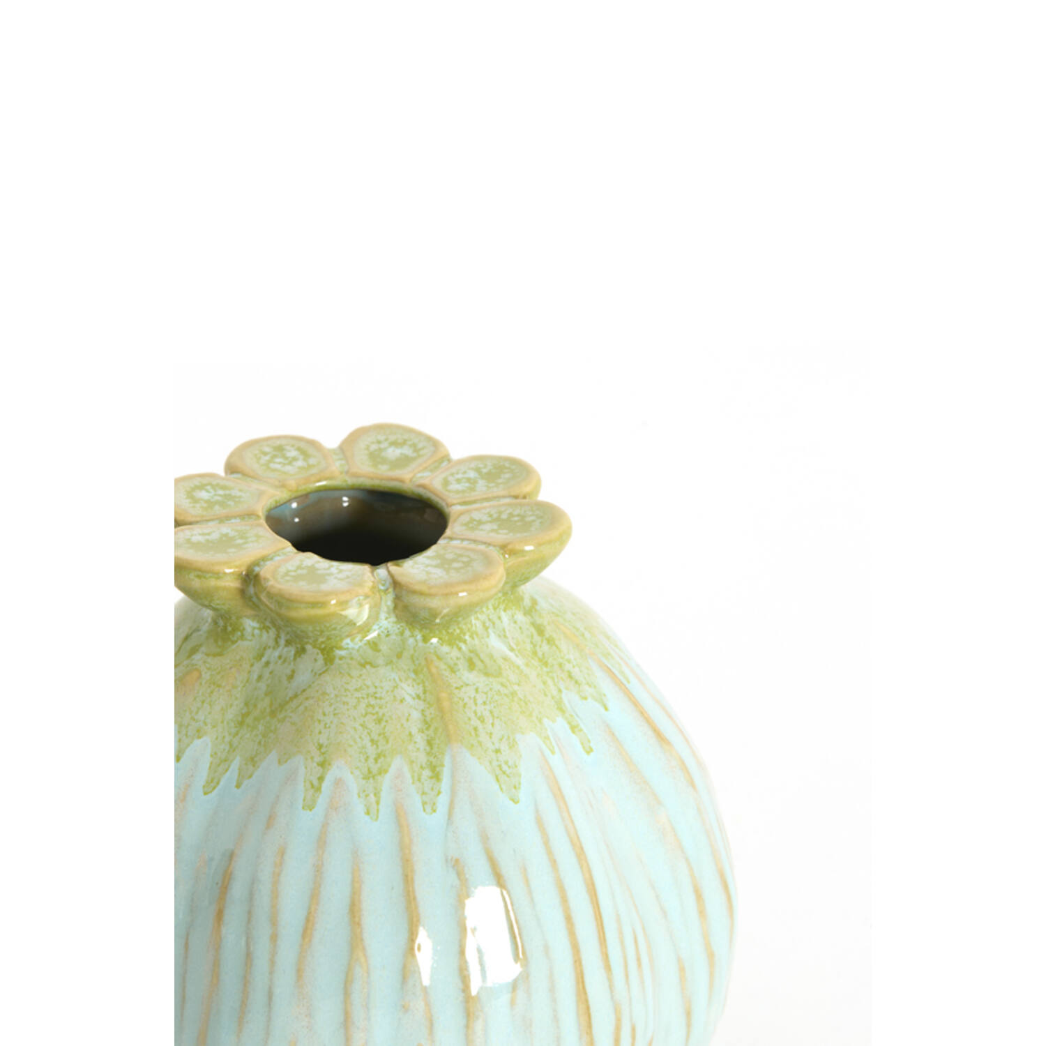 Vase deco Ø13x13,5 cm VALINO ceramics light green+light blue