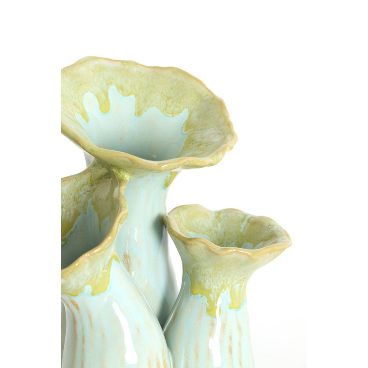 Vase deco 18x13x17,5 cm MISURINA ceramics lht green+lht blue