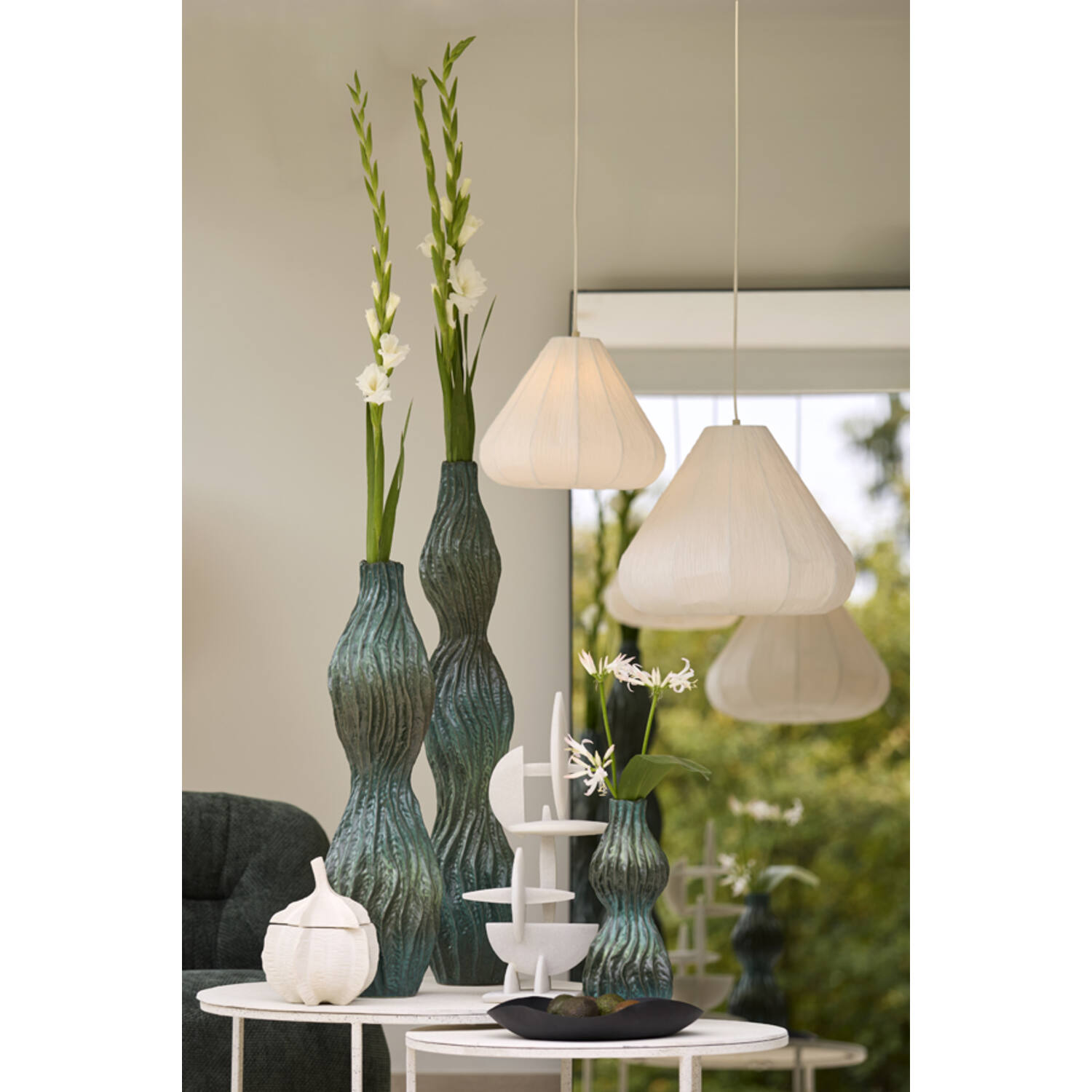Vase deco 19,5x19x93,5 cm VANIA ceramics petrol