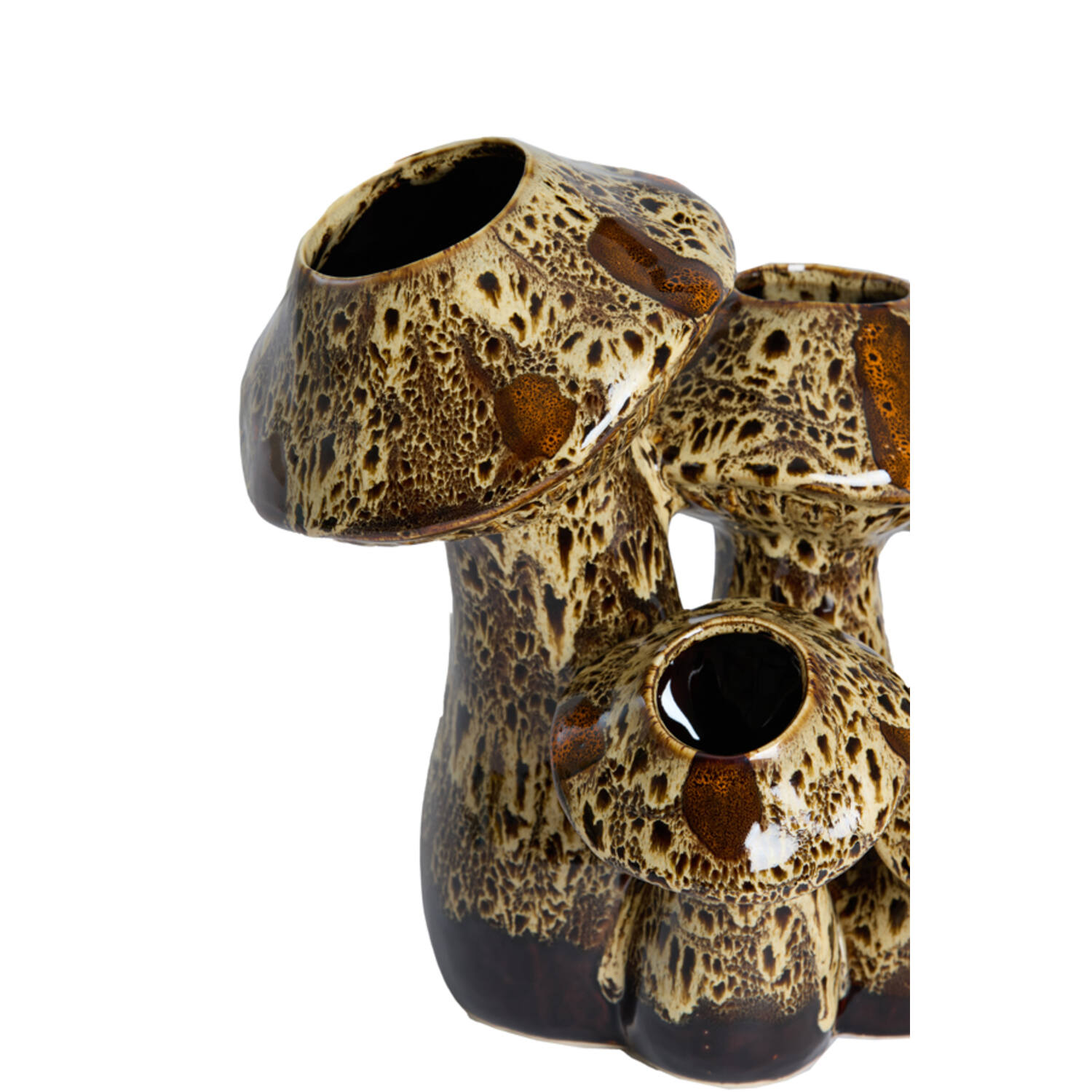 Vase deco 31,5x20,5x27,5 cm MUSHROOM ceramics d brown+cream
