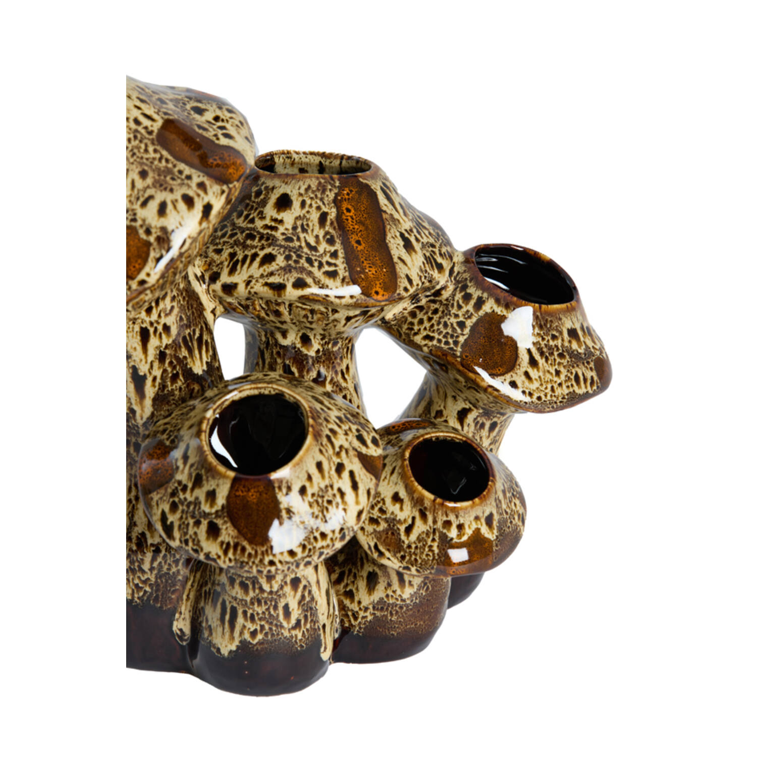Vase deco 31,5x20,5x27,5 cm MUSHROOM ceramics d brown+cream