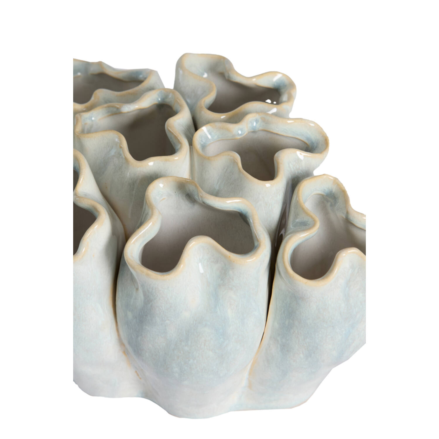 Vase deco 21,5x16,5x13 cm DIAGO ceramics light blue+cream