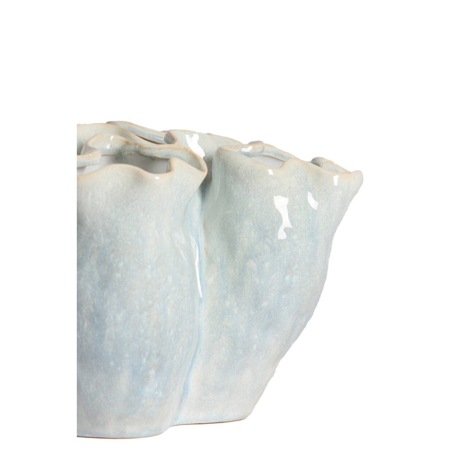 Vase deco 21,5x16,5x13 cm DIAGO ceramics light blue+cream
