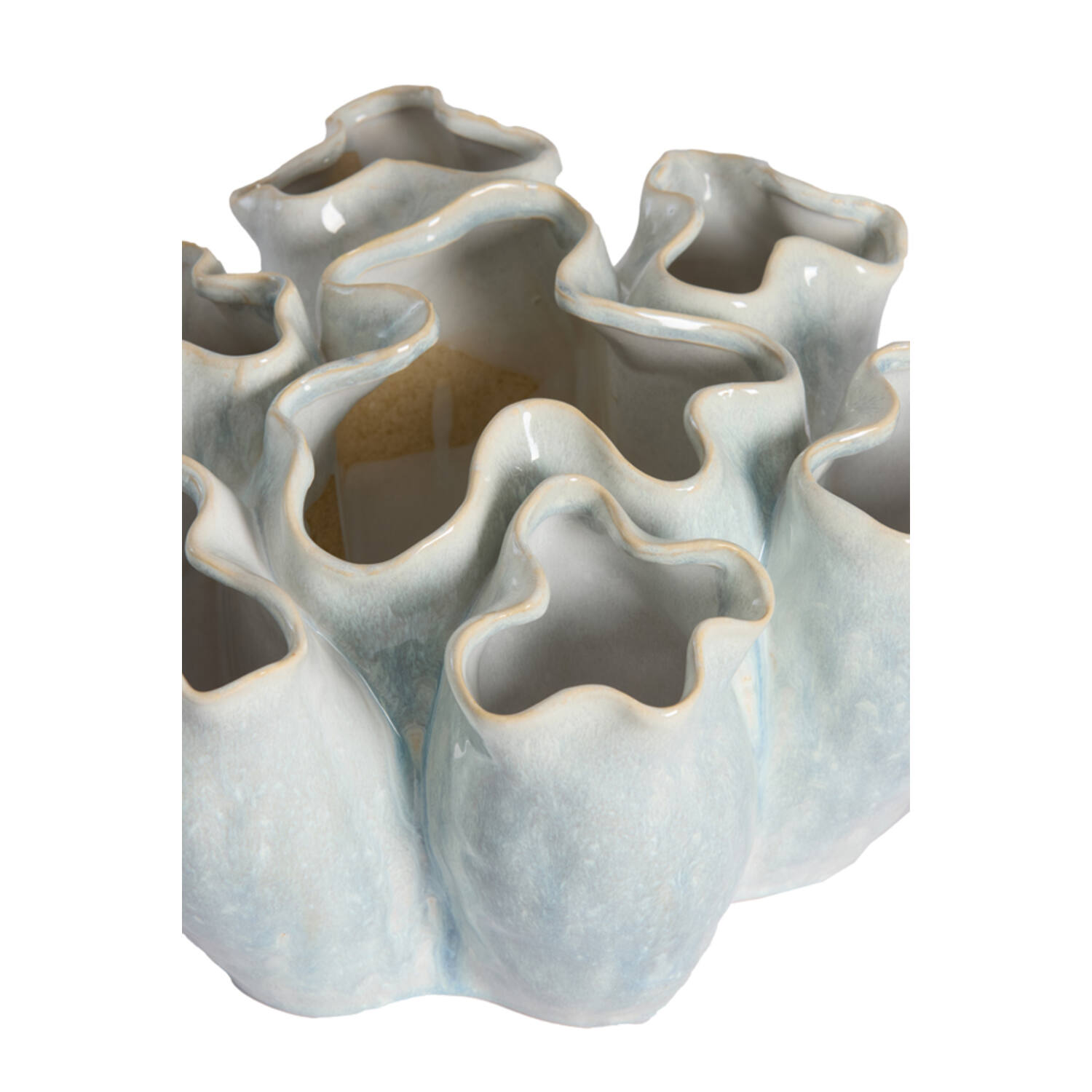 Vase deco 31,5x30x18,5 cm DIAGO ceramics light blue+cream