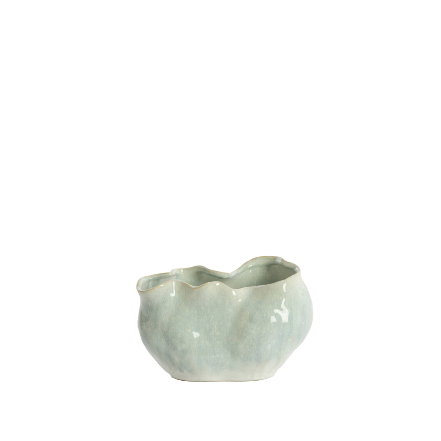 Vase deco 26x15x17,5 cm TELMO ceramics light blue+cream