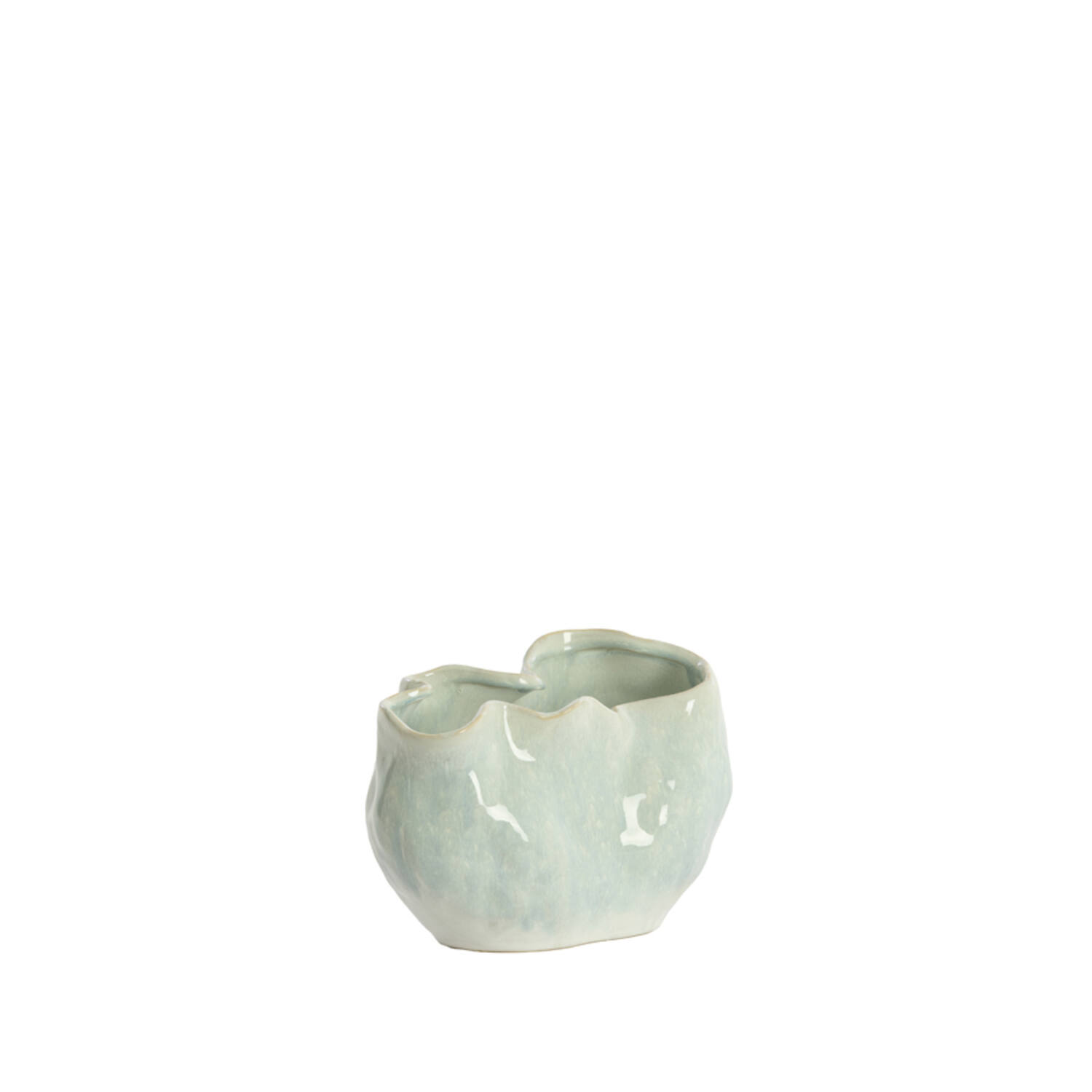 Vase deco 26x15x17,5 cm TELMO ceramics light blue+cream