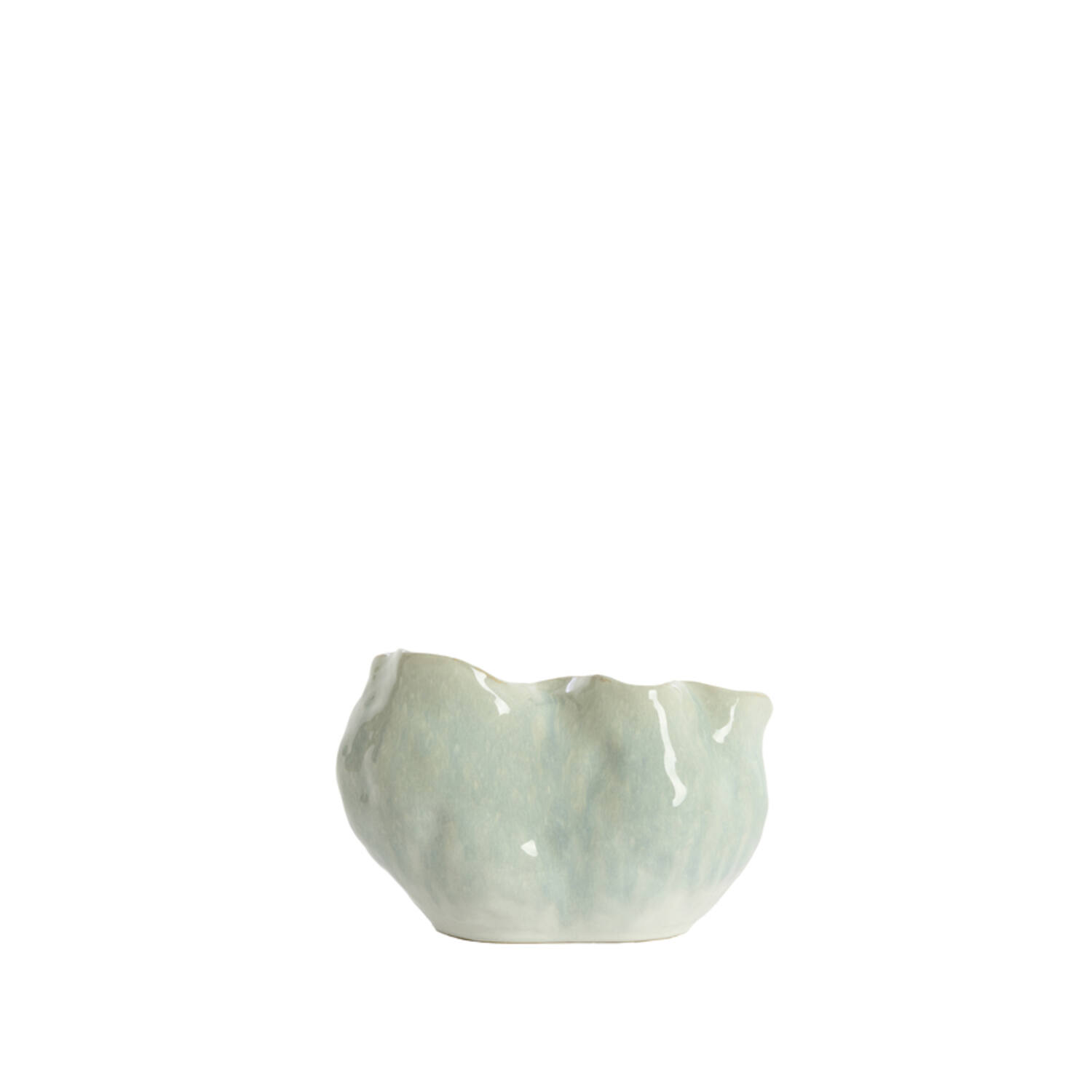 Vase deco 26x15x17,5 cm TELMO ceramics light blue+cream