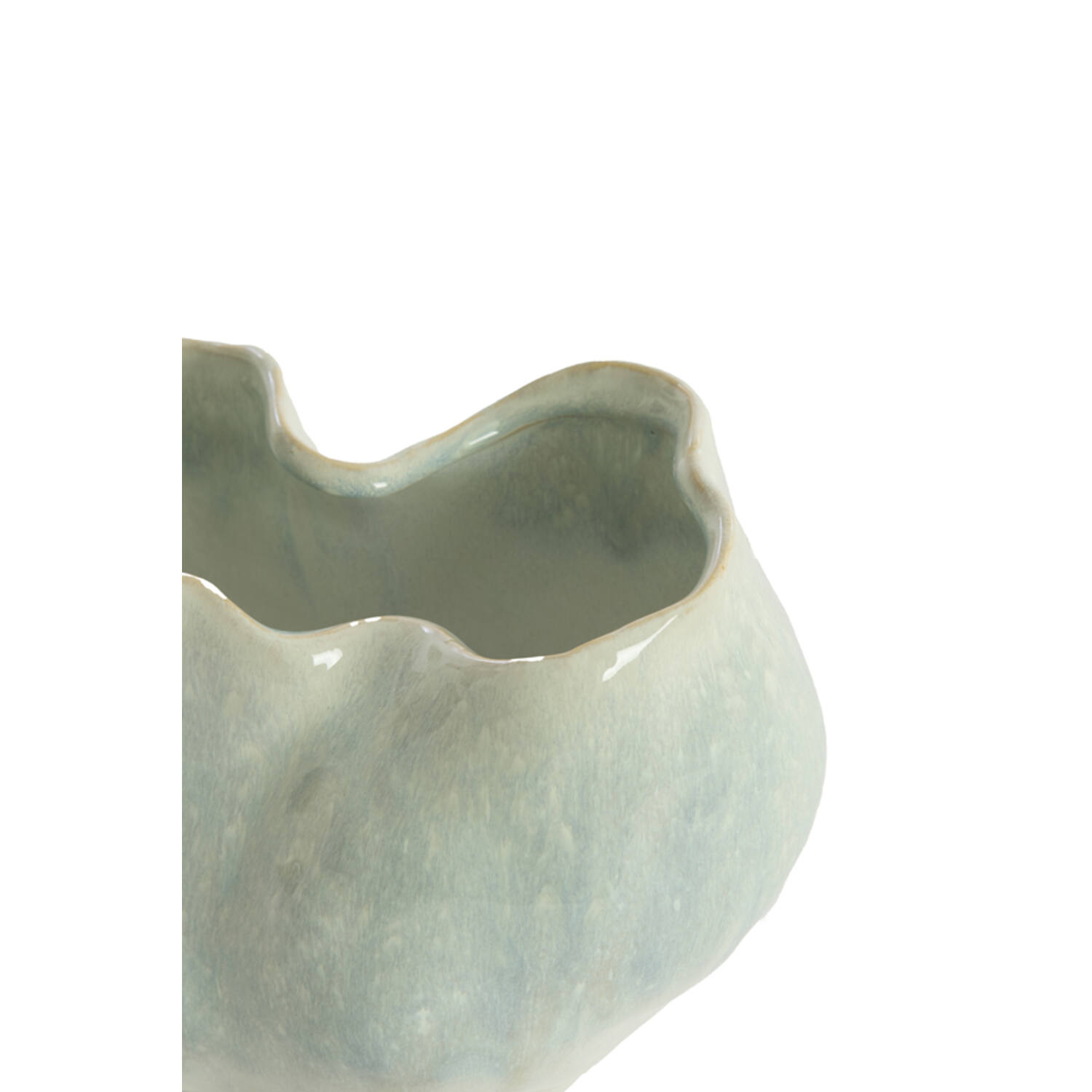 Vase deco 26x15x17,5 cm TELMO ceramics light blue+cream
