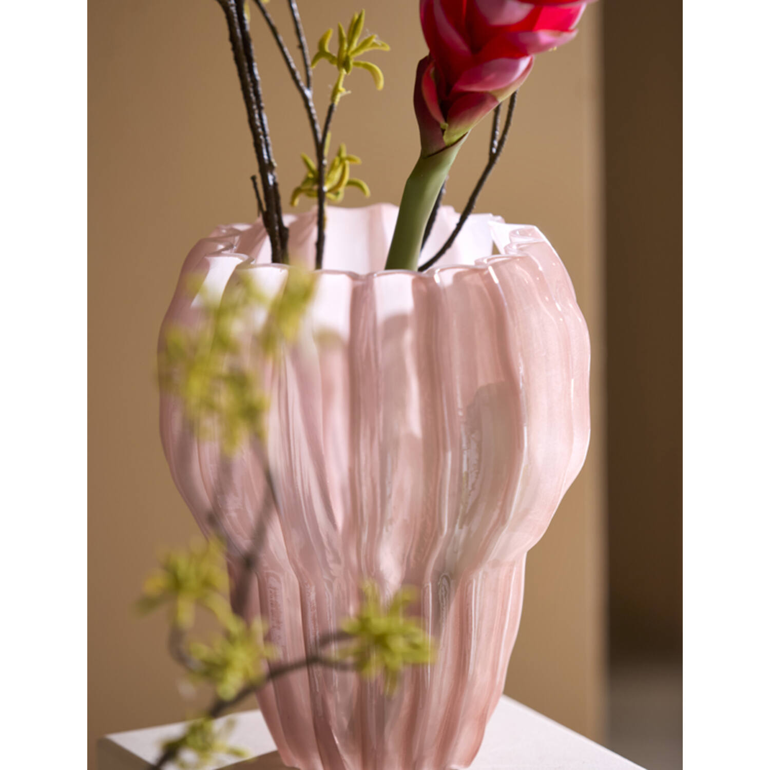 Vase Ø20x24 cm RODENGO glass pink