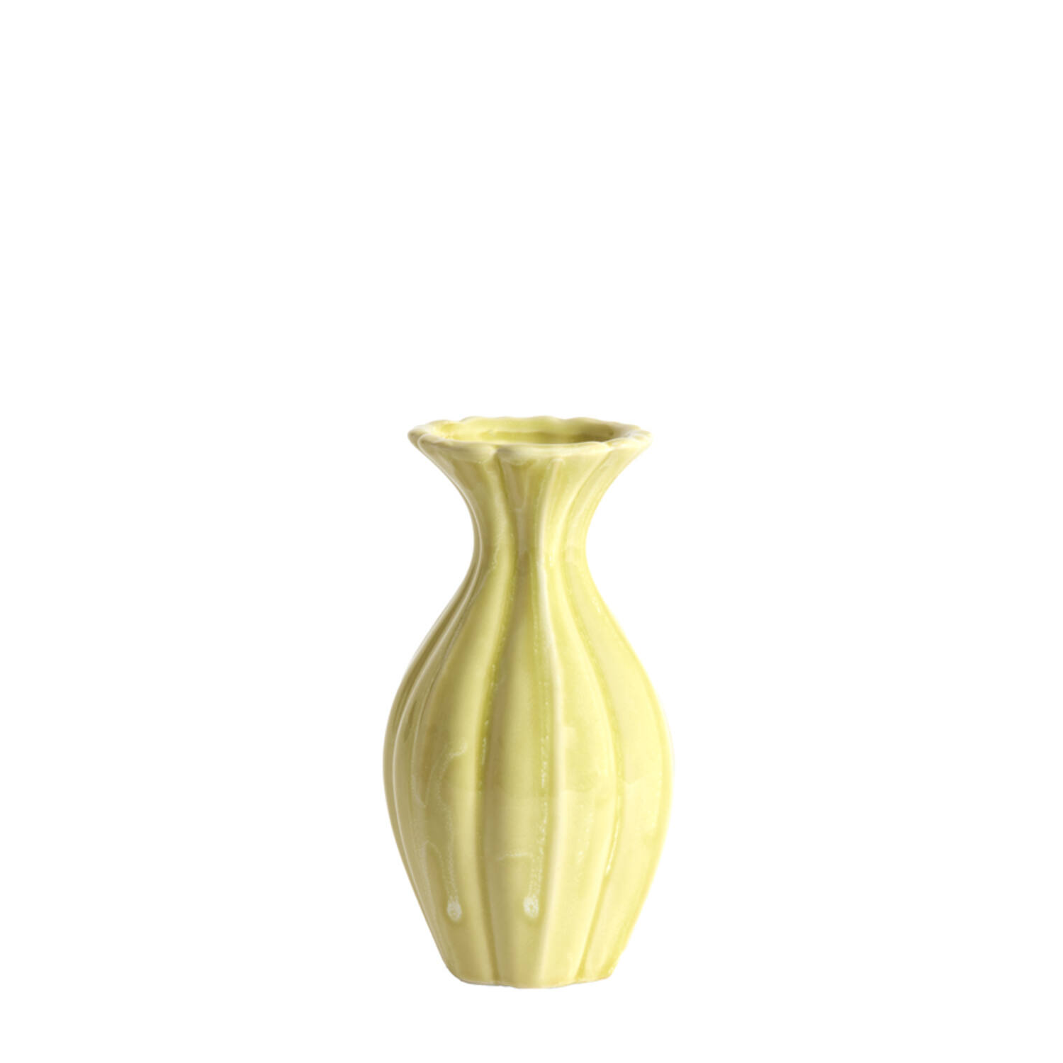 Vase deco Ø8,5x15,5 cm SHIREL ceramics yellow-green