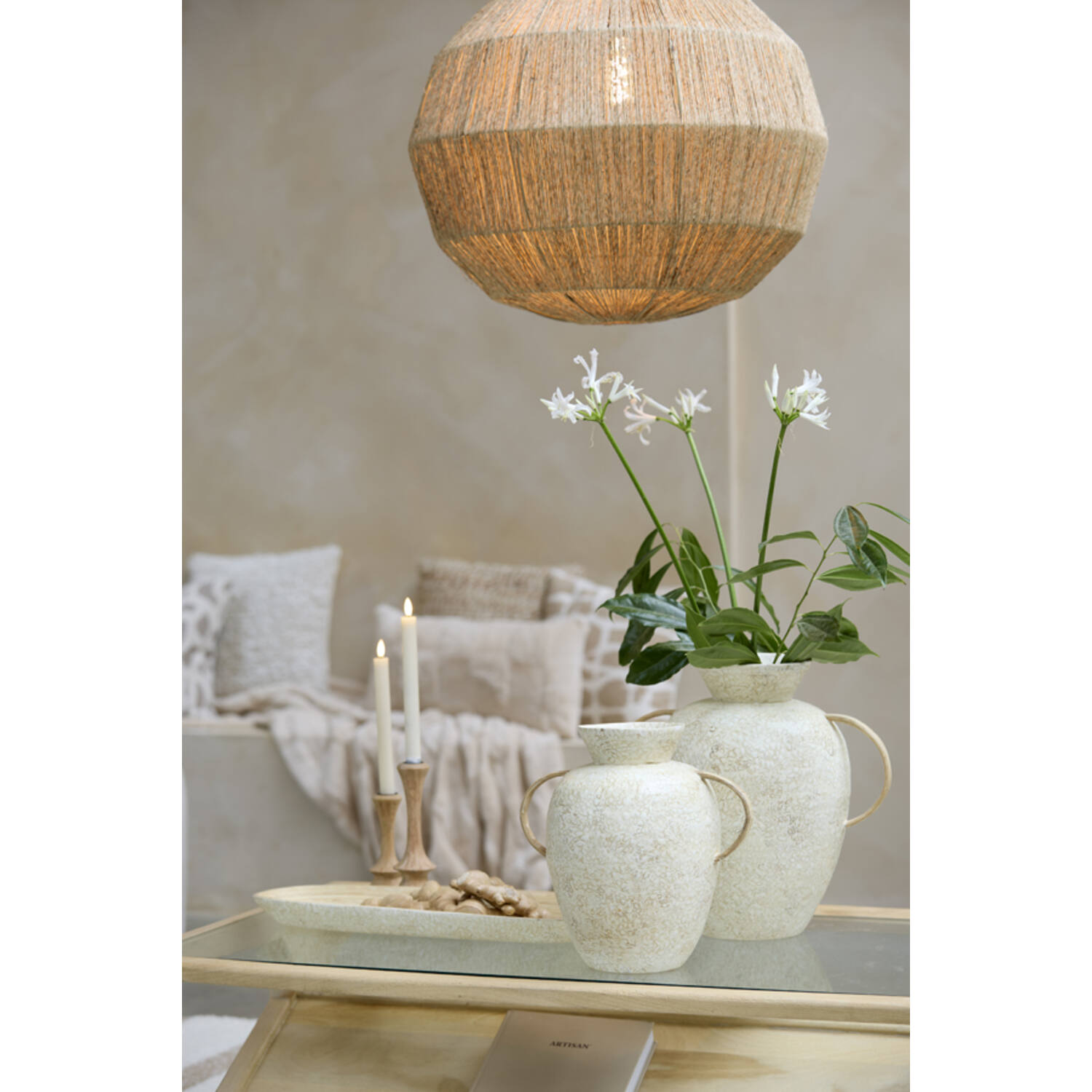 Vase deco Ø30x31 cm LERI bamboo cream