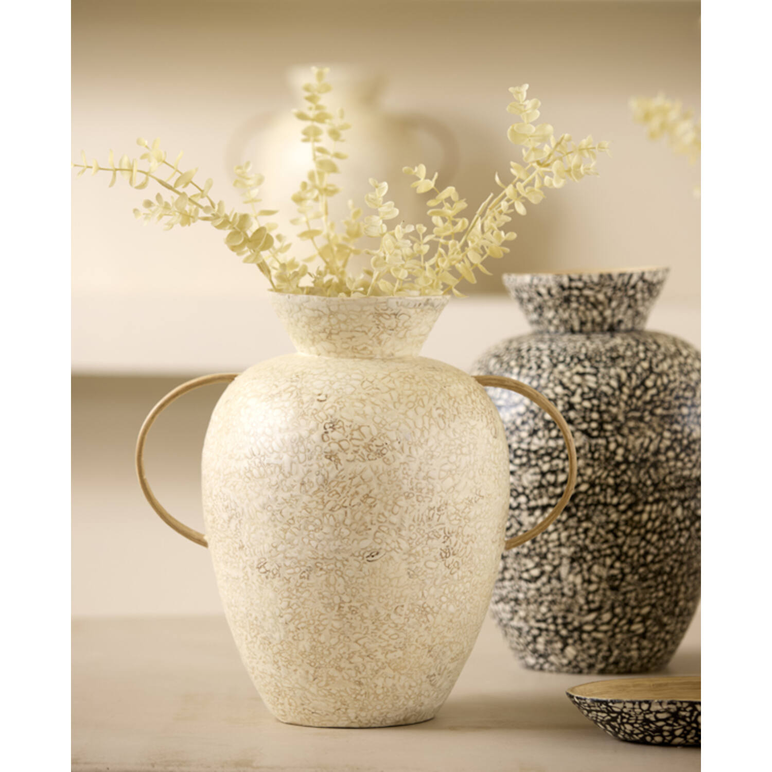 Vase deco Ø30x31 cm LERI bamboo cream