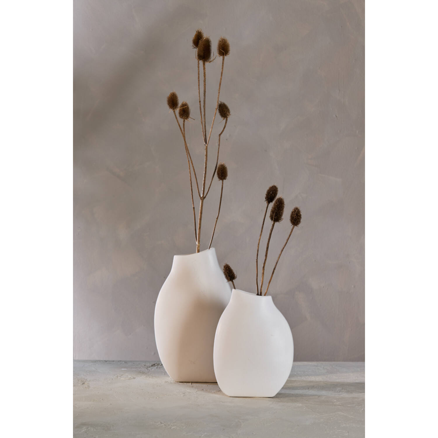 Vase deco 26x11x41,5 cm VOLANO ceramics matt cream