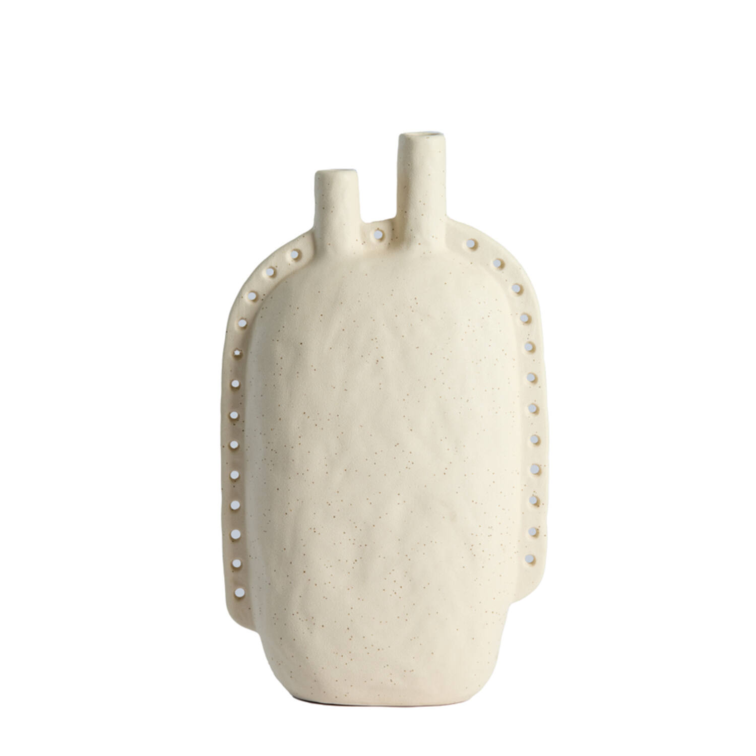 Vase deco 22x9x38 cm VARAZZA ceramics matt beige