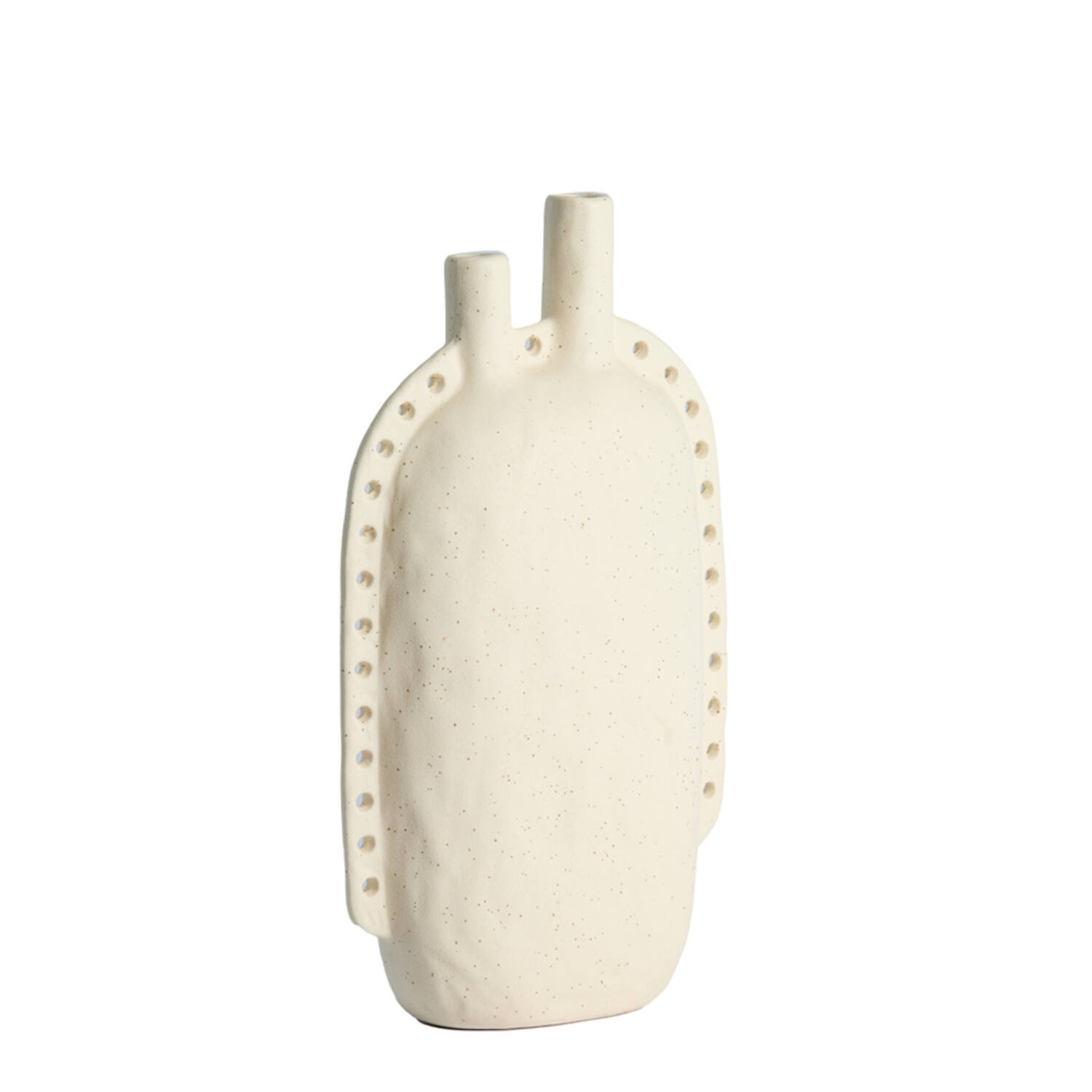 Vase deco 22x9x38 cm VARAZZA ceramics matt beige