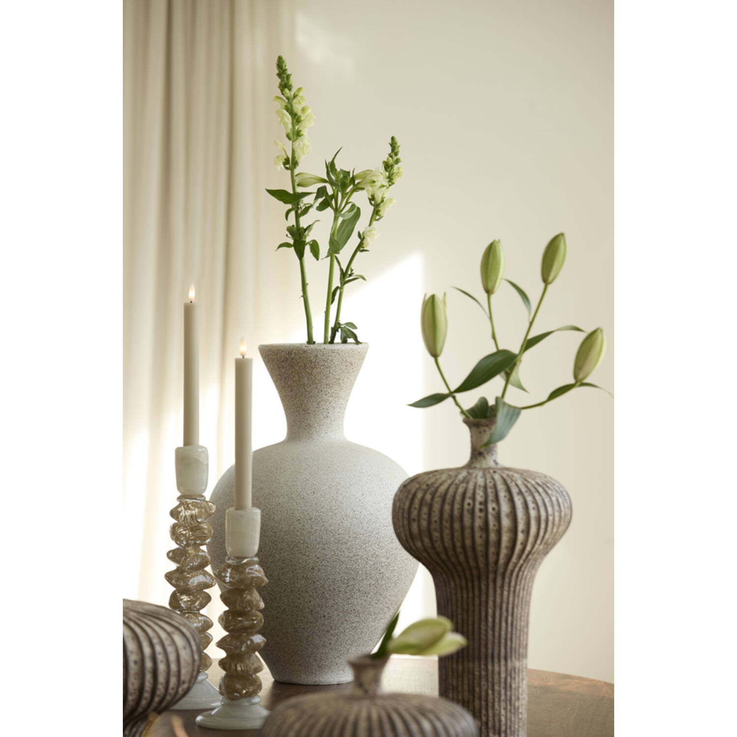 Vase deco Ø31,5x48,5 cm SULMONA ceramics matt cream