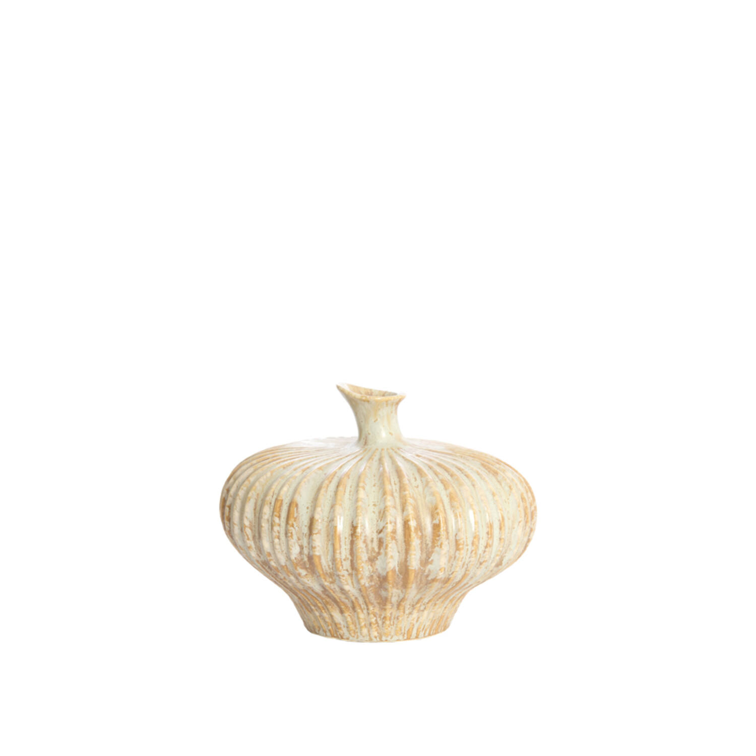 Vase deco 23x22,5x18 cm NEVANO cream+orange-brown