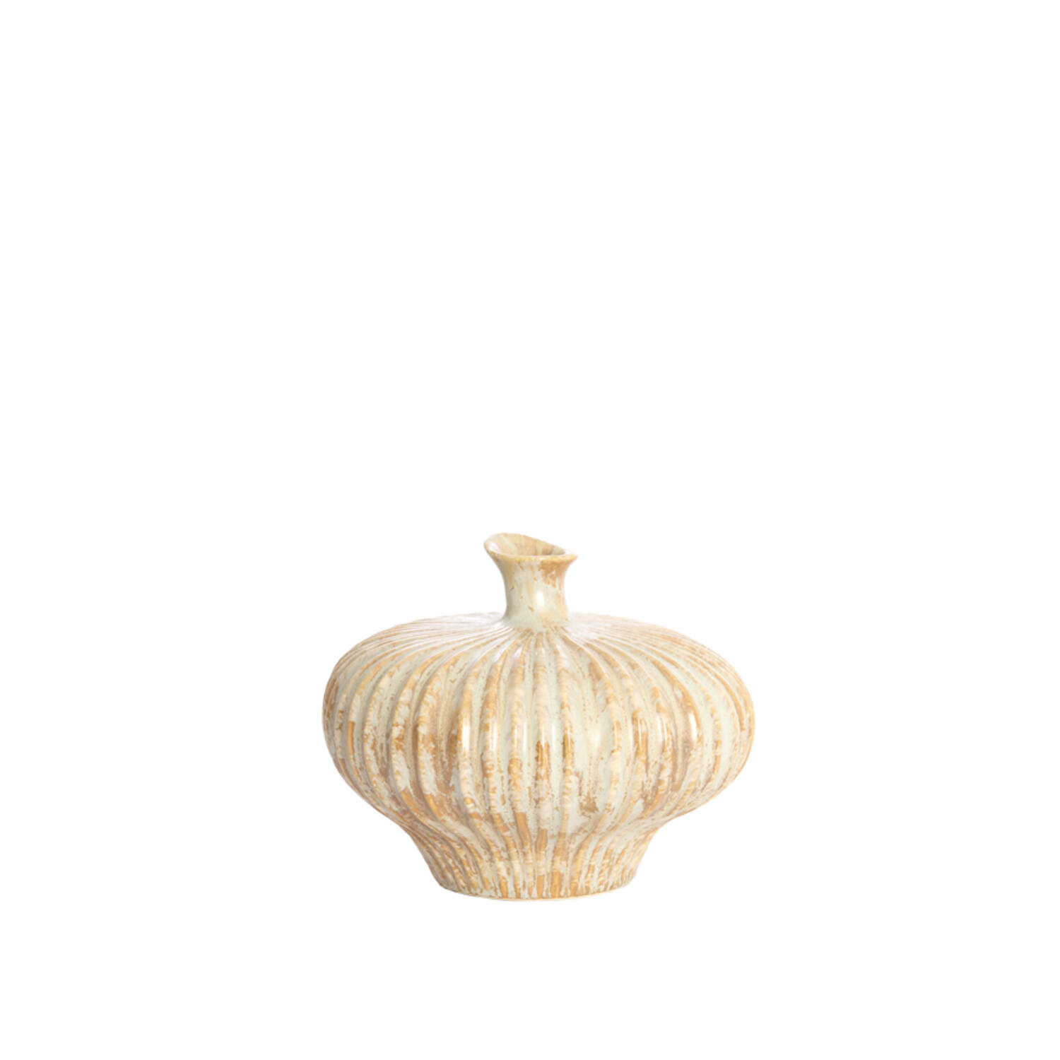 Vase deco 23x22,5x18 cm NEVANO cream+orange-brown