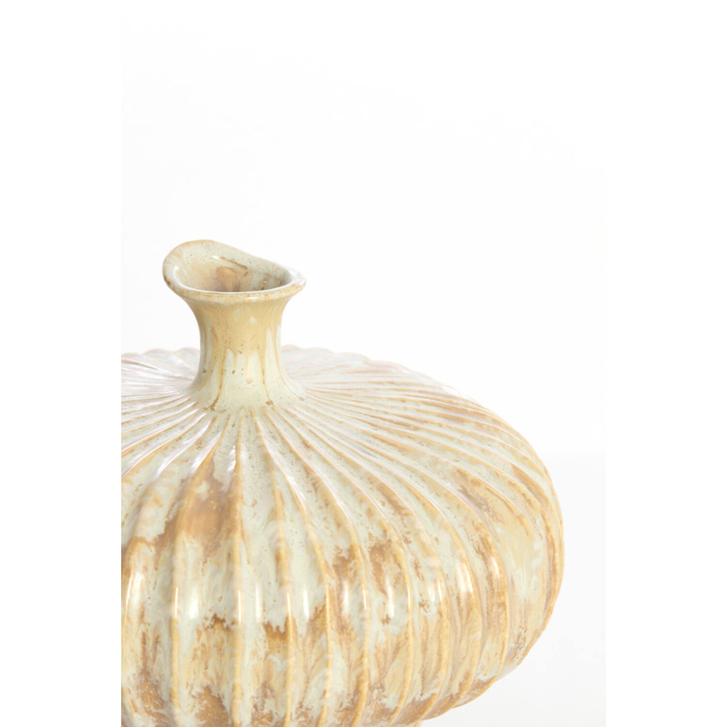 Vase deco 23x22,5x18 cm NEVANO cream+orange-brown