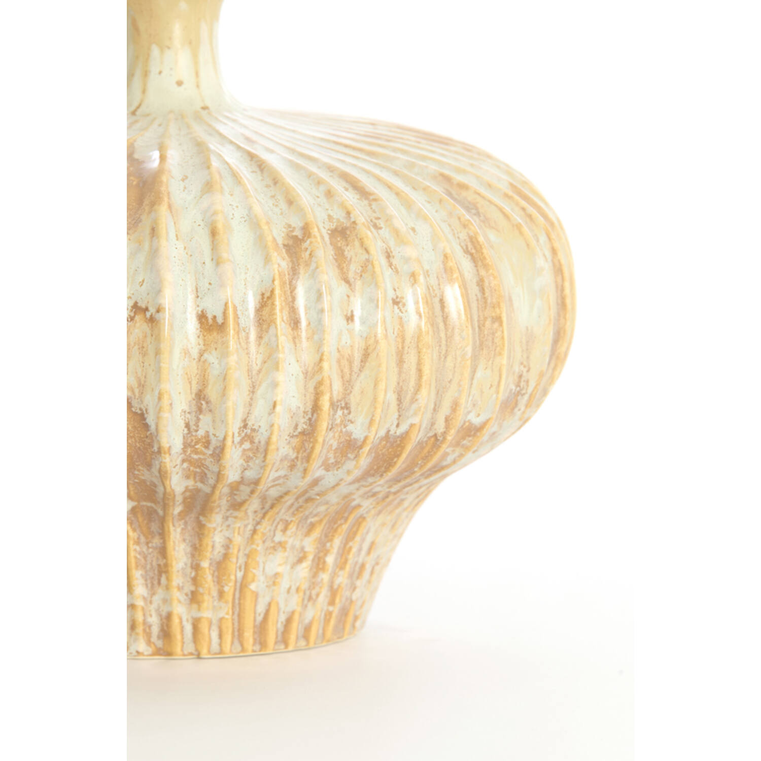 Vase deco 23x22,5x18 cm NEVANO cream+orange-brown